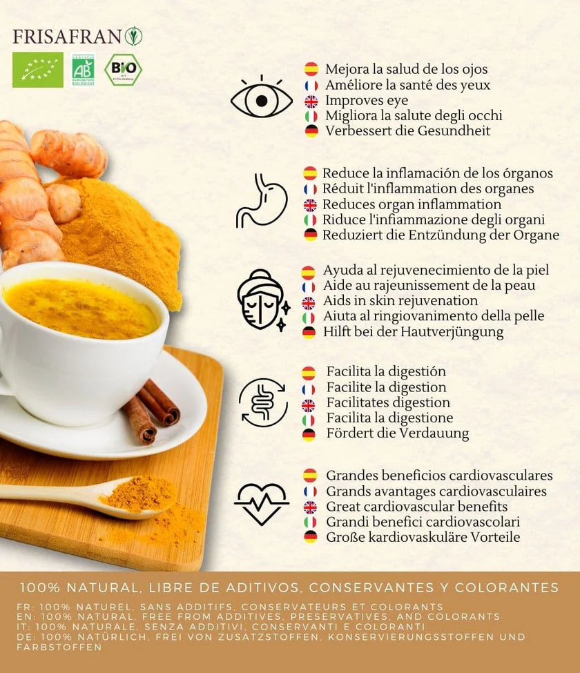 Cúrcuma Latte Ecológica En Polvo | Calidad | Frisafran 200 G - Image 4