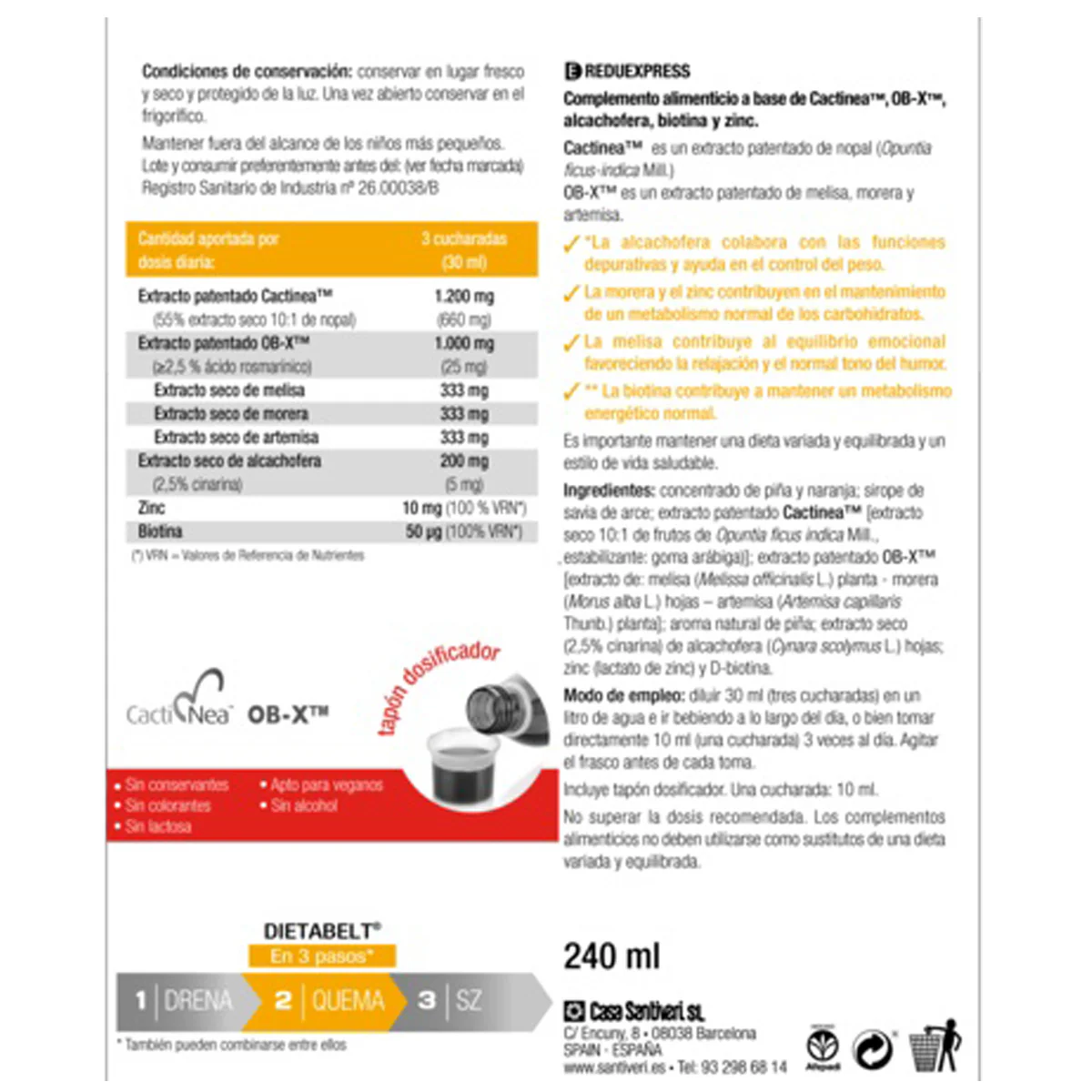 Db-quema reduexpress jarabe Santiveri 240 ml - Image 2