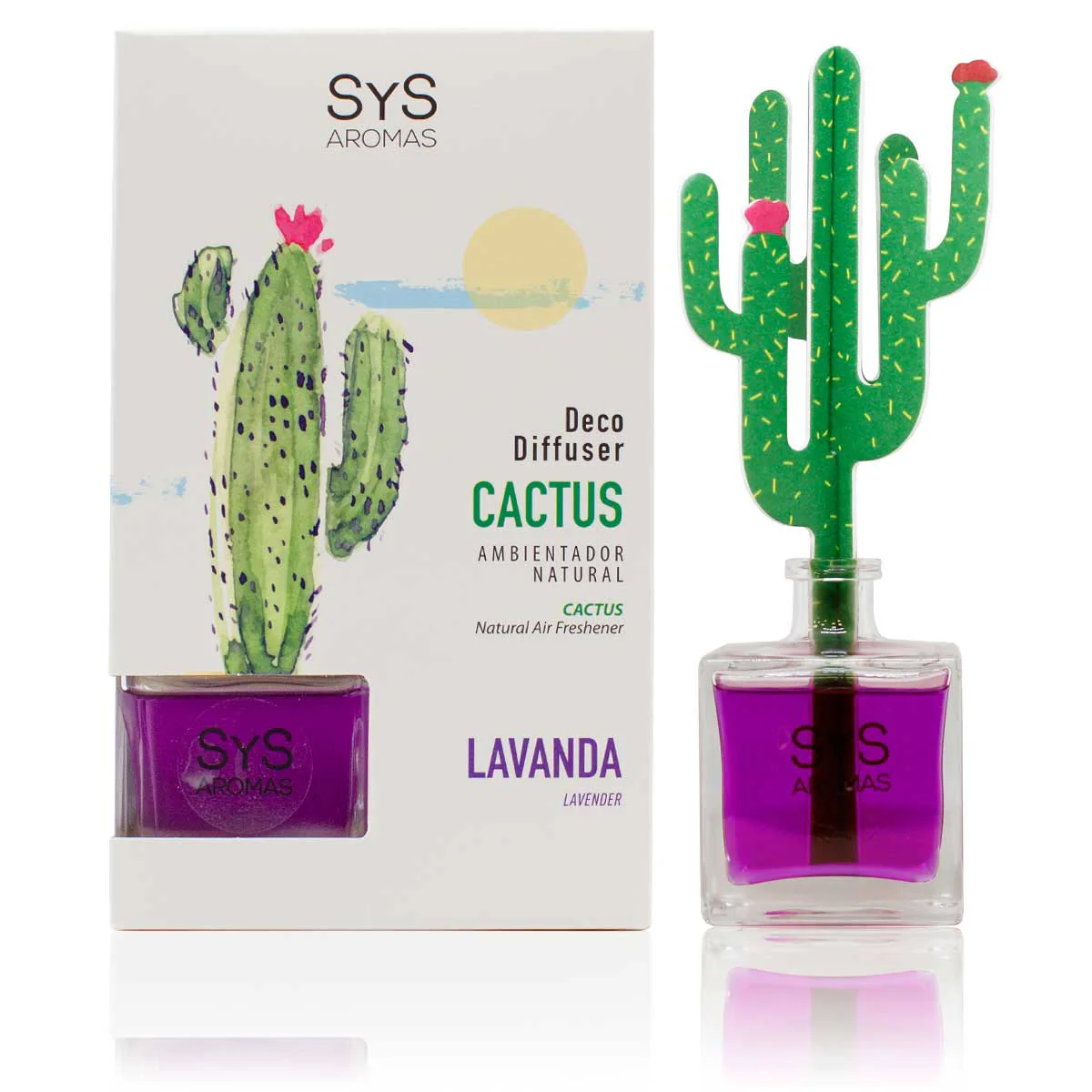 Difusor de Varillas Cactus Lavanda 90 ml | Aroma Floral Relajante | Mikado Decorativo | Ambiente Calmante