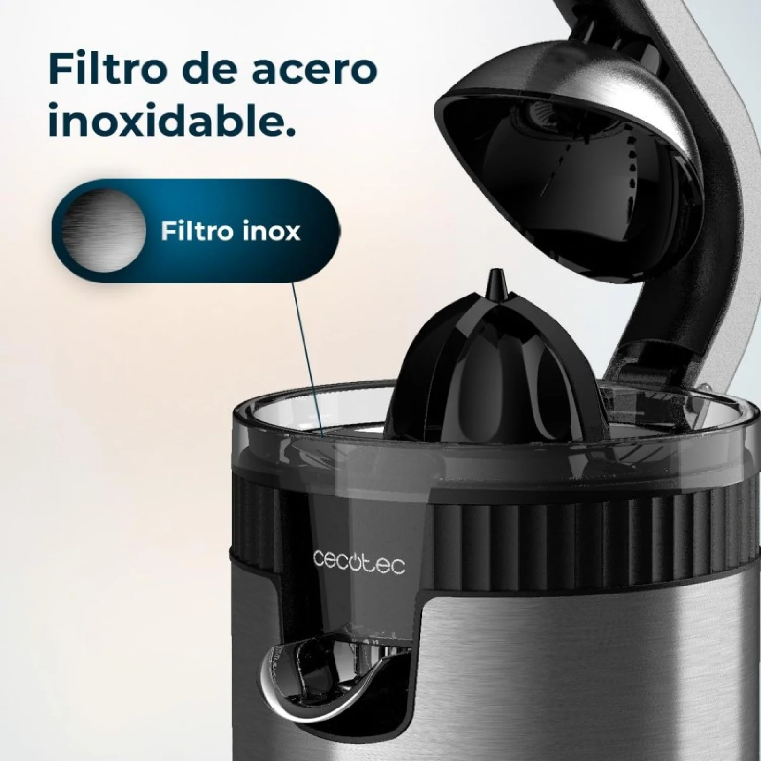 Exprimidor Eléctrico De Brazo Para Naranjas Y Cítricos Xqueeze Retrojuice 600 Steel. 600w, Estilo Retro, Filtro De Acero Inoxidable, Cono De Plástic - Image 3