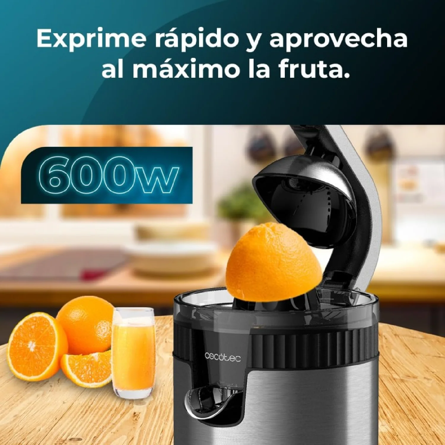 Exprimidor Eléctrico De Brazo Para Naranjas Y Cítricos Xqueeze Retrojuice 600 Steel. 600w, Estilo Retro, Filtro De Acero Inoxidable, Cono De Plástic - Image 4