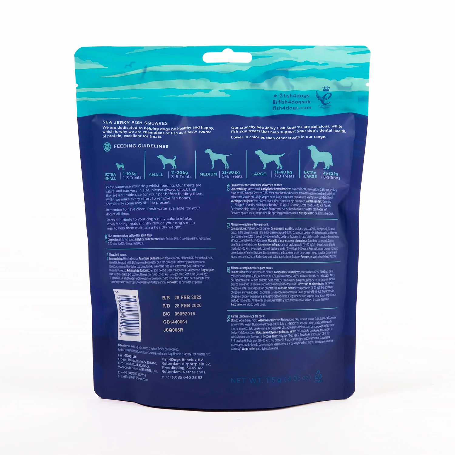 Fish4dogs Snack Dental Natural – Sea Jerky Fish Squares 4x575g - Image 5