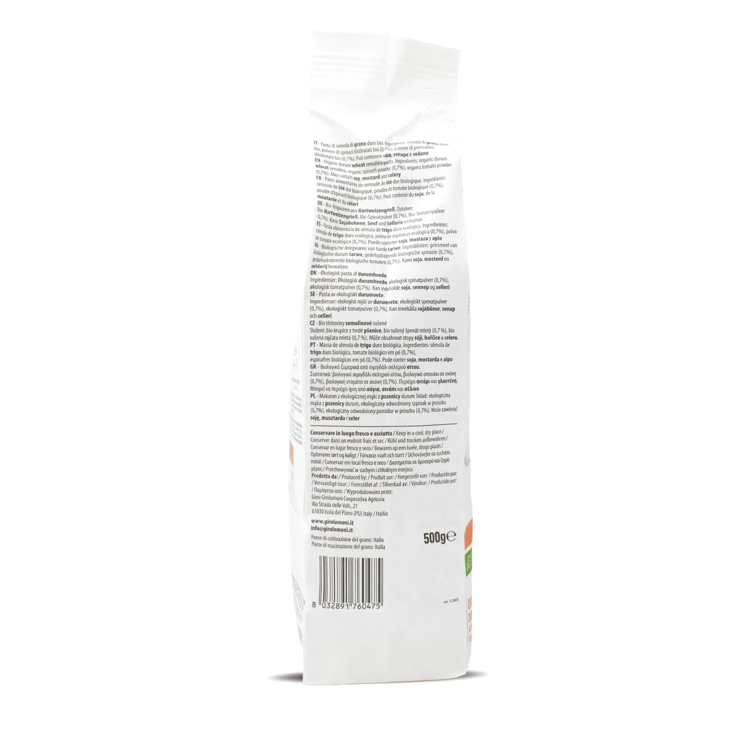 Fusilli tricolor de trigo bio Girolomoni 500g - Image 3