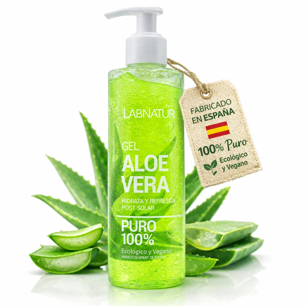 Gel ALOE VERA 100% PURO | Ecológico y Vegano | Piel Sensible | Hidrata, Nutre, Calma y Refresca | Rápida Absorción