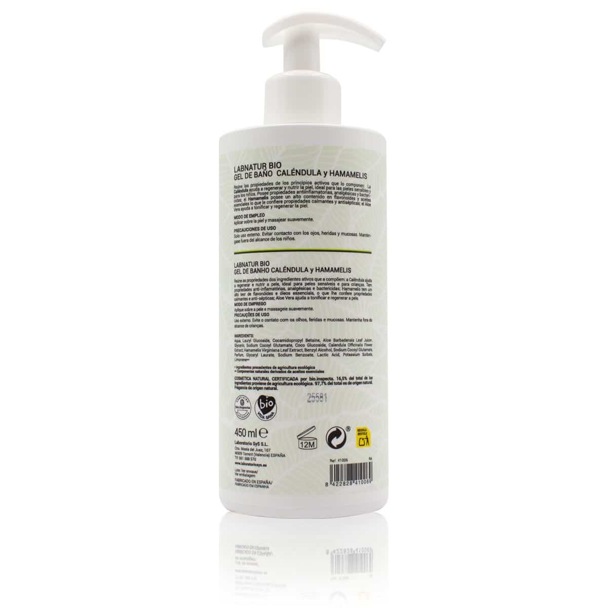 Gel De Baño Caléndula Labnatur Bio | Limpieza Suave Y Calmante | Hamamelis | Piel Sensible | 450 Ml - Image 2