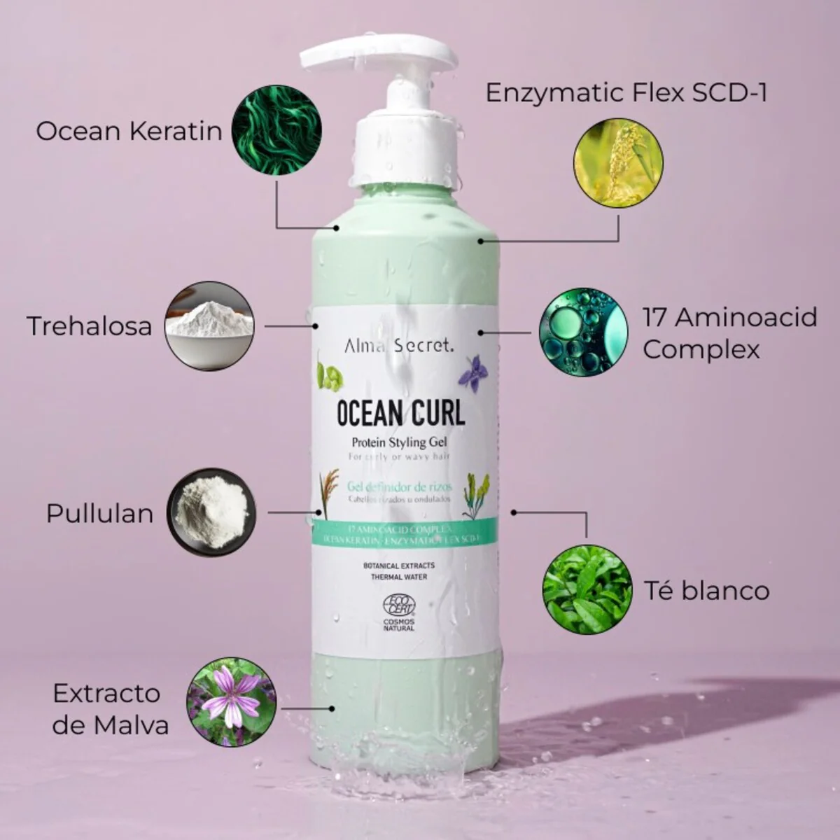 Gel Definidor de rizos Ocean Curl, Alma Secret, 250 ml - Image 3