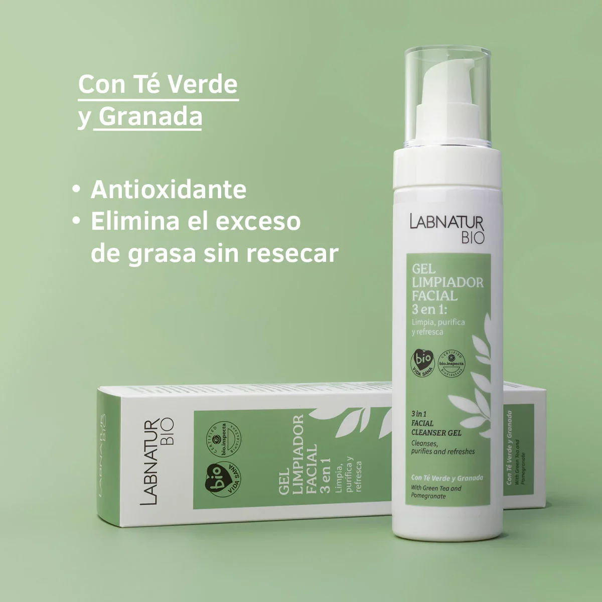 Gel Limpiador Facial 3 En 1 Bio 150 Ml | Aloe Vera Ecológico | Limpia, Hidrata Y Equilibra | Labnatur Bio - Image 2
