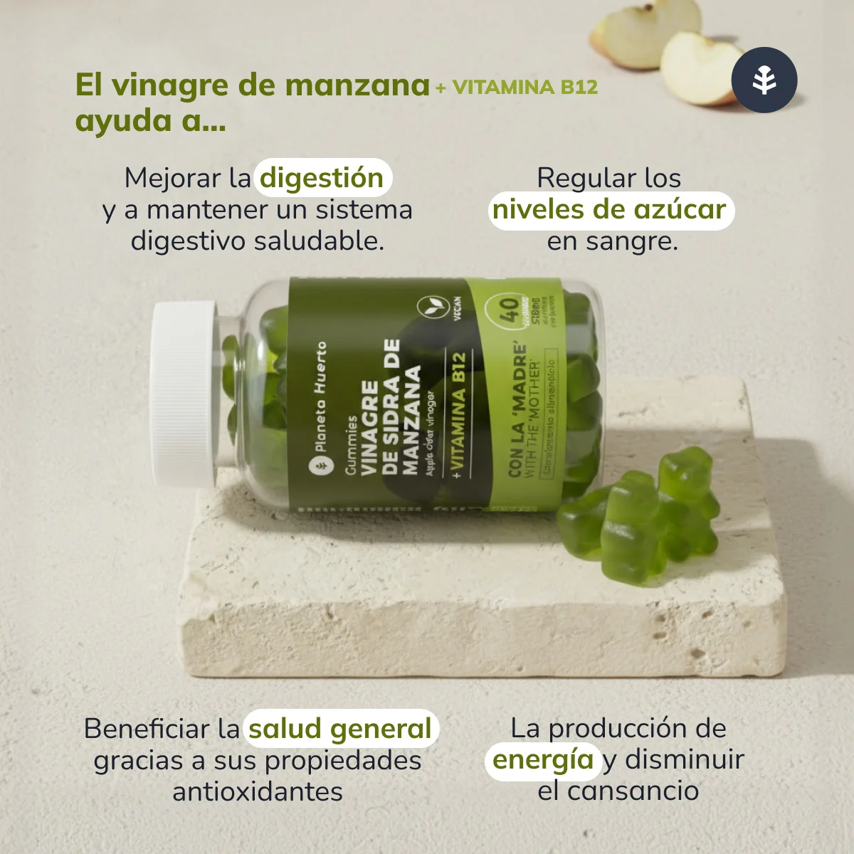 Gummies de Vinagre de Manzana sin filtrar Planeta Huerto 40 gominolas - Image 6