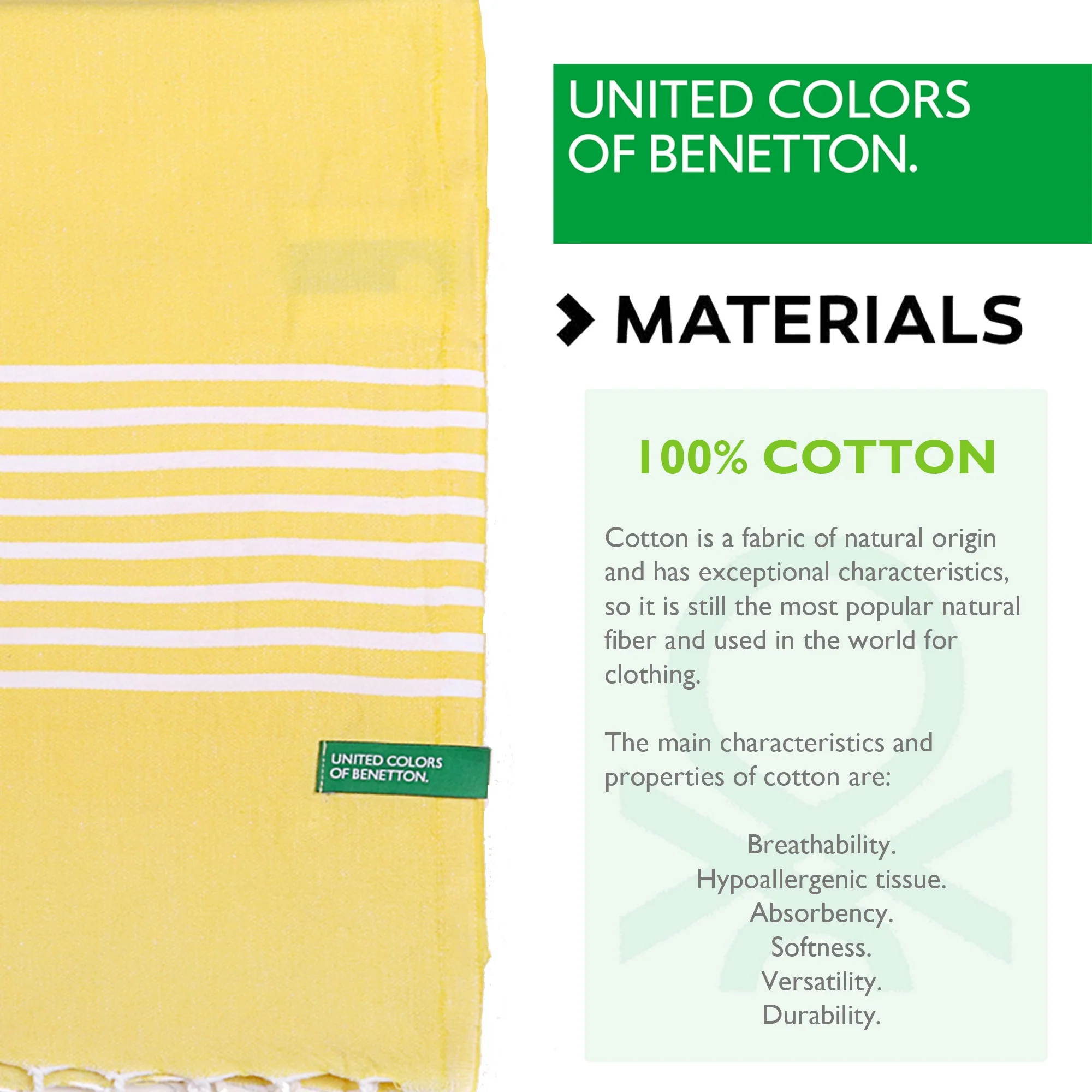 Hamman 80x165cm 170gsm 100%algodon Amarillo Casa Benetton - Image 3