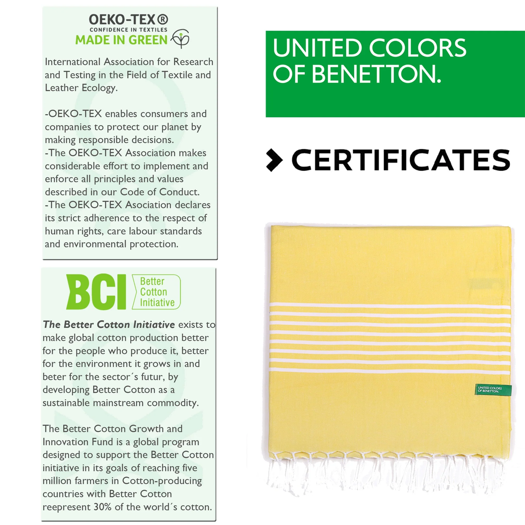 Hamman 80x165cm 170gsm 100%algodon Amarillo Casa Benetton - Image 4