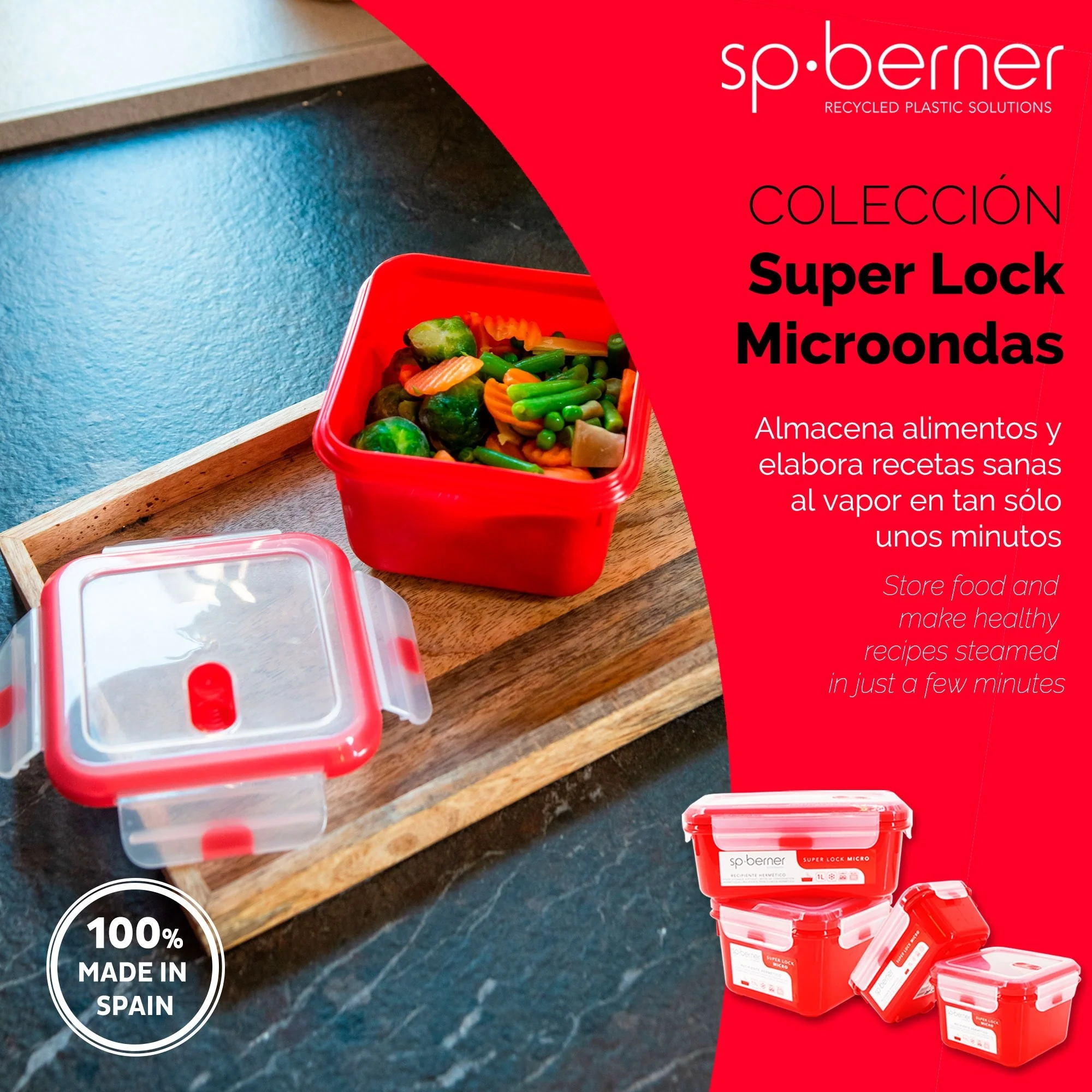 Hermético Super Lock Micro 1,9 L., Apto Para Cocinar Al Vapor En El Microondas, Ideal Transporte Y Almacenamiento De Alimentos, Cierre Clip, Válvula - Image 2