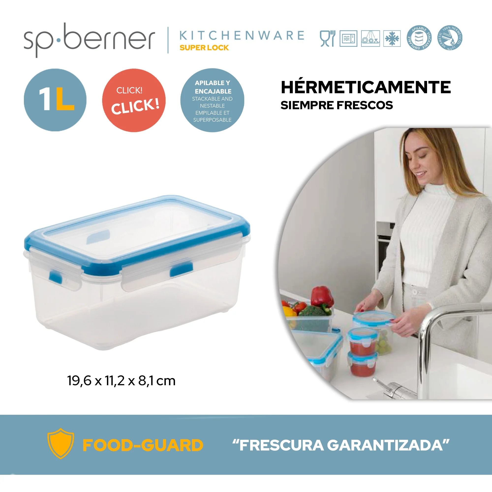 Hermético Super Lock Rectangular 1 L - Image 3