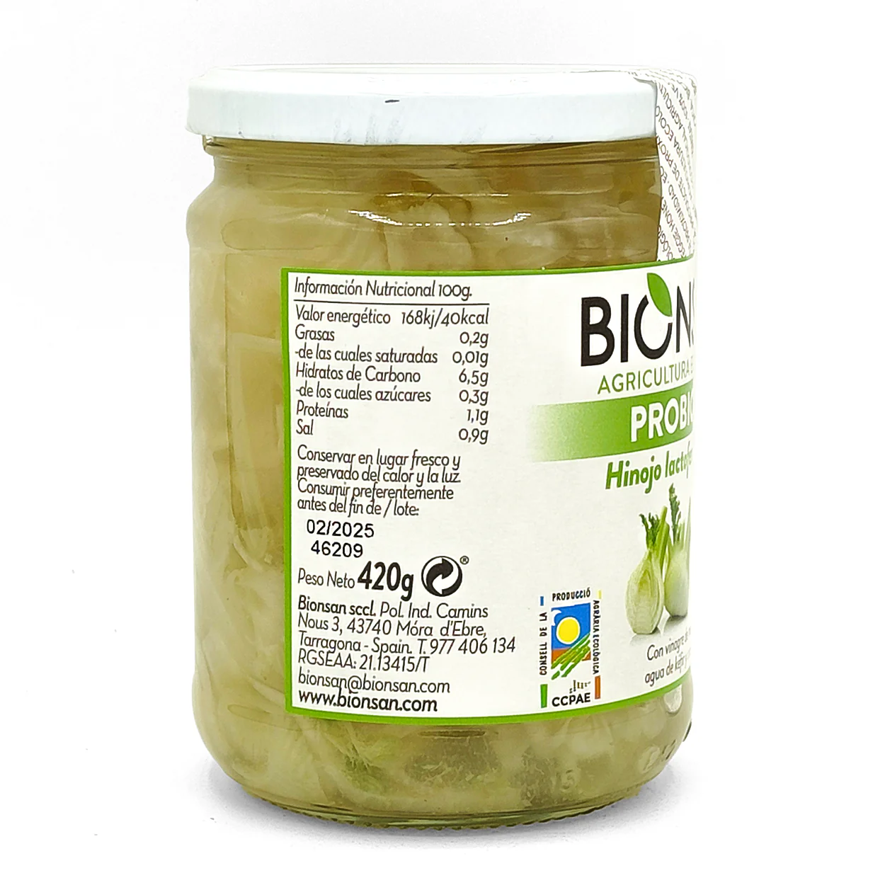 Hinojo Fermentado Con Coriandros Eco Bionsan 420gr - Image 2