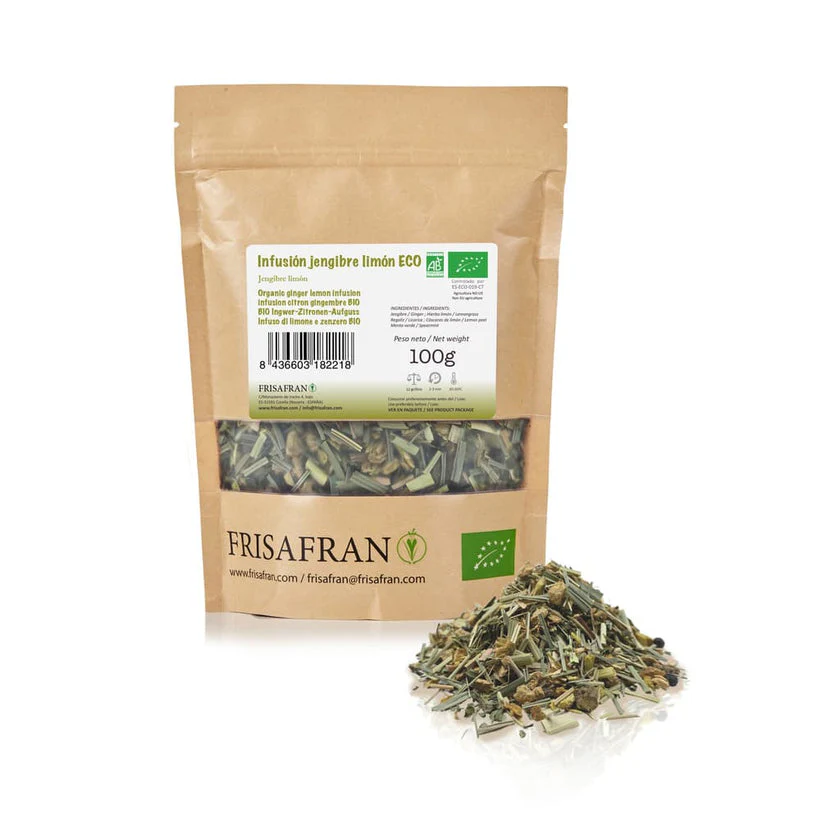 Infusión De Jengibre-limón Ecológica |granel | Calidad | Frisafran 100 G