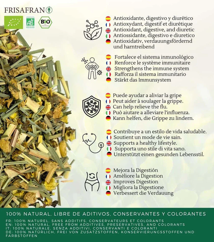 Infusión De Jengibre-limón Ecológica |granel | Calidad | Frisafran 100 G - Image 3