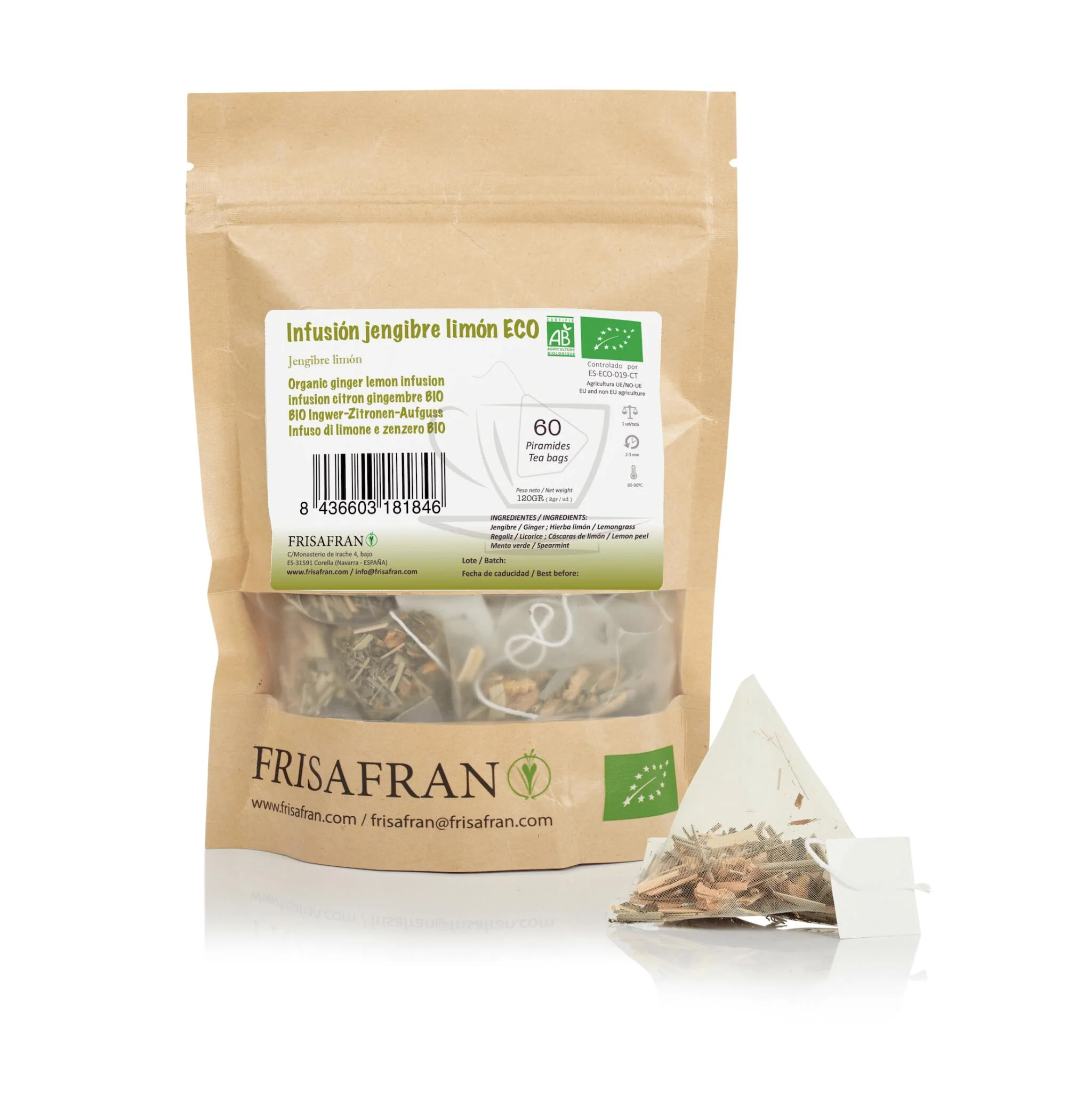 Infusión De Jengibre-limón |pirámides | Calidad | Frisafran 30 Uds - Image 2