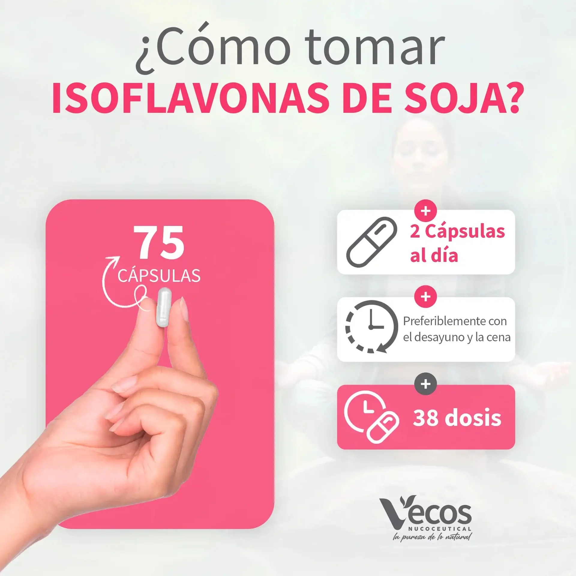Isoflavonas de soja calcio magnesio zinc Vecos 75 capsulas - Image 4