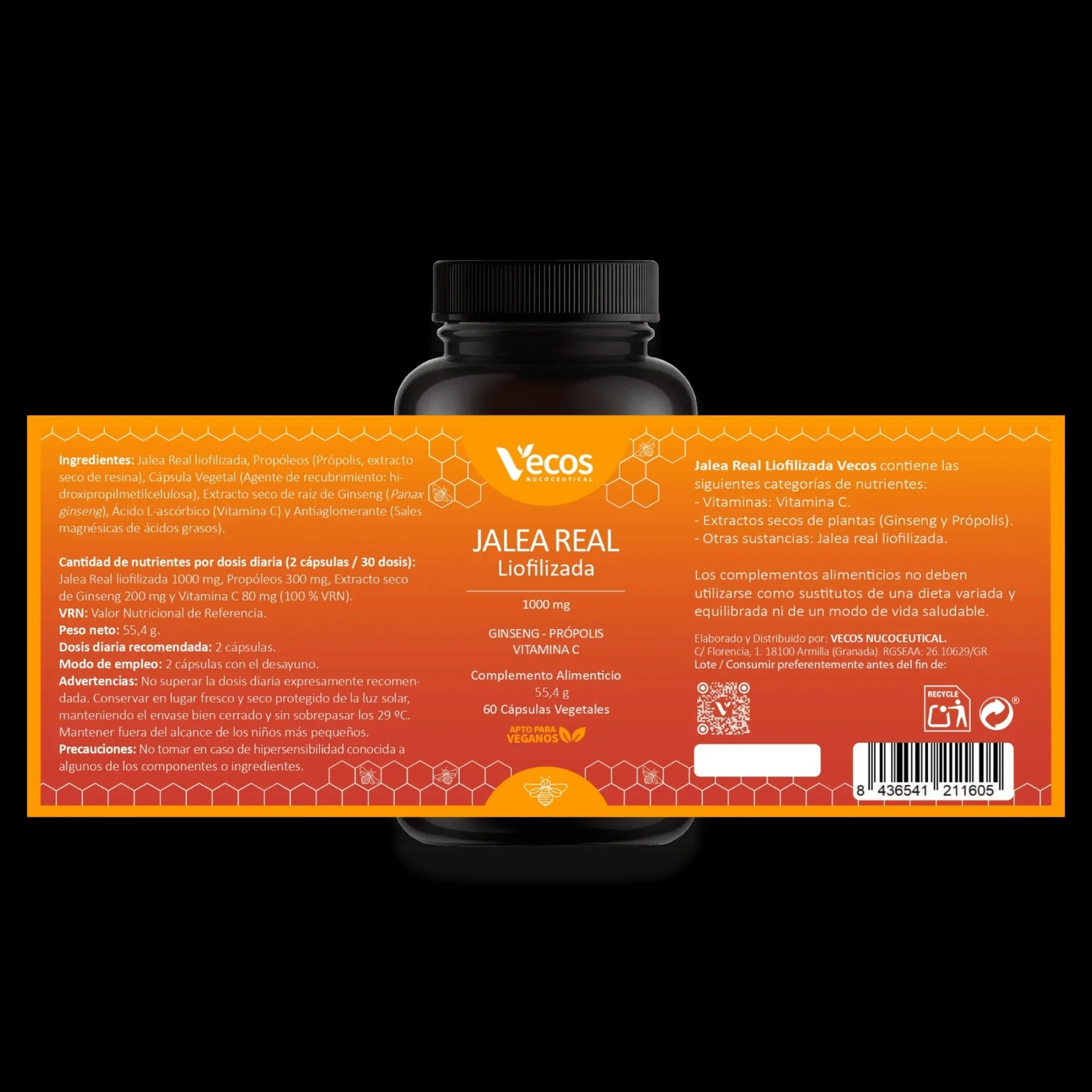 Jalea real liofilizada Vecos 60 capsulas - Image 3