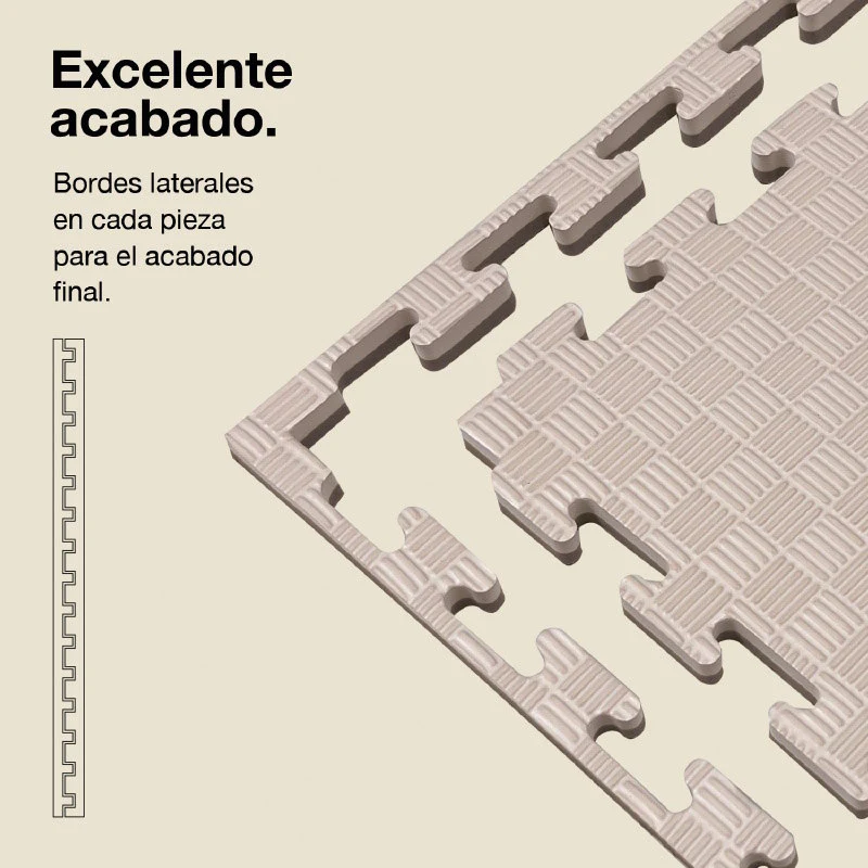 Jowy Tatami Puzzle 2cm 100x100cm, Pack 4 Unidades – Superficie 5 Líneas Gris/blanco - Image 3