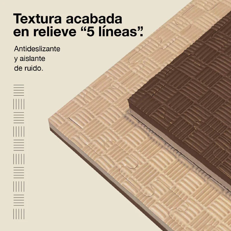 Jowy Tatami Puzzle 2cm 100x100cm, Pack 4 Unidades – Superficie 5 Líneas Marrón/beige - Image 4