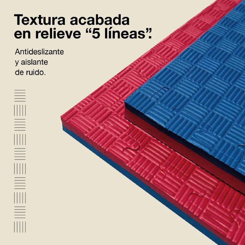 Jowy Tatami Puzzle 2cm 100x100cm, Pack 4 Unidades – Superficie 5 Líneas Rojo/azul - Image 4