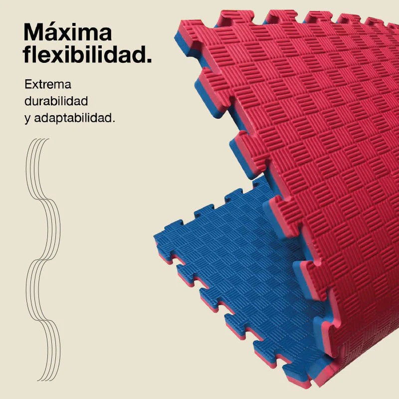 Jowy Tatami Puzzle 2cm 100x100cm, Pack 4 Unidades – Superficie 5 Líneas Rojo/azul - Image 6