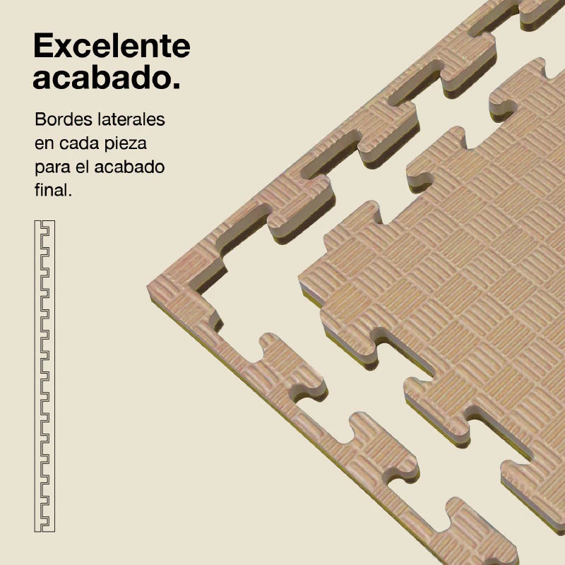 Jowy Tatami Puzzle 2cm 100x100cm – Superficie 5 Líneas Marrón/beige - Image 3