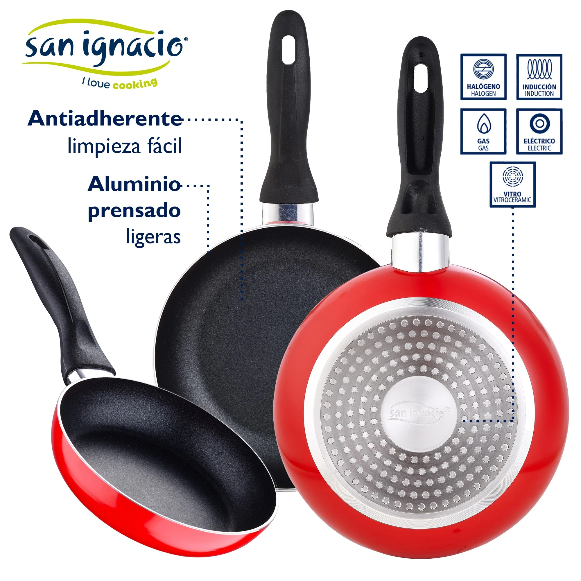 Juego De 3 Sartenes 16/20/24 Cm San Ignacio Colección Navy Red - Image 3