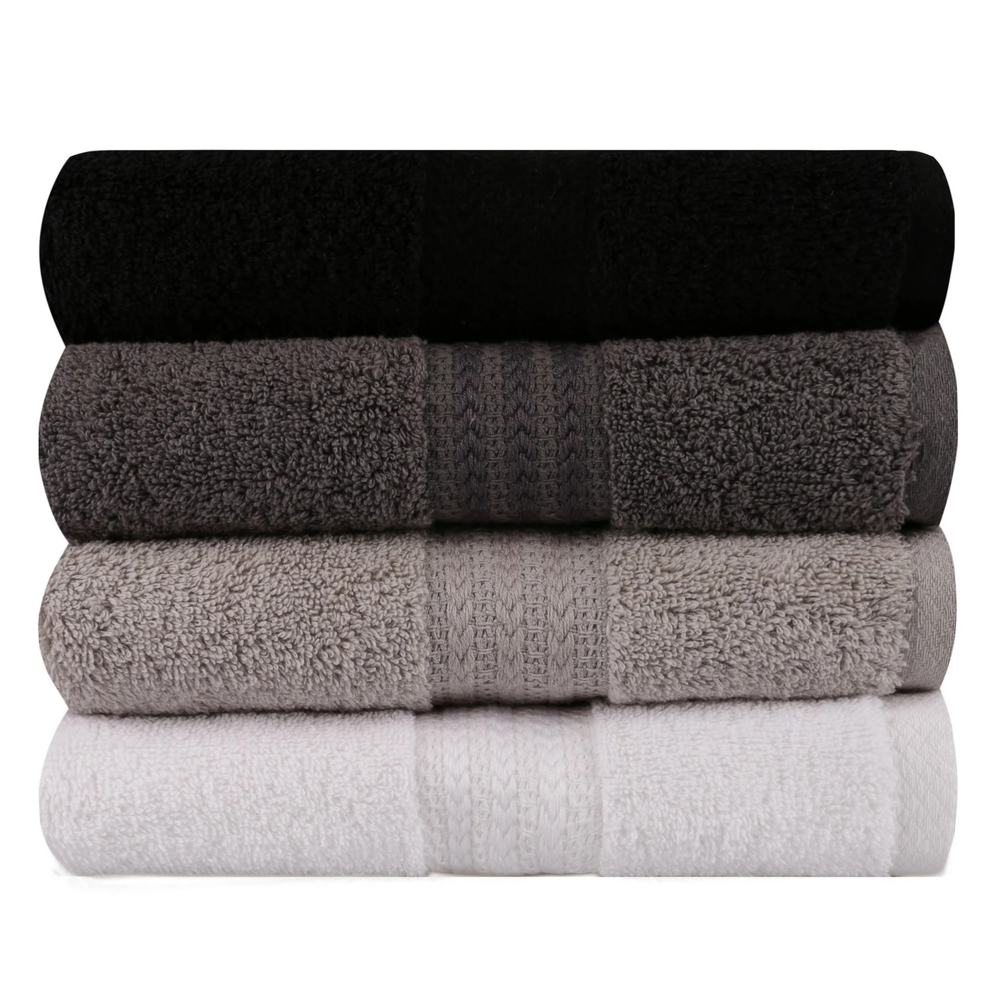 Juego De Toallas De Mano (4 Piezas) Blanco, Gris, Gris Oscuro Y Negro - Image 2