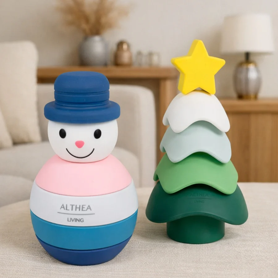 Juguete Apilable Educativo De Silicona Para Bebé · Set Sensorial · Diseño Navideño Althea Living Multicolor - Image 3