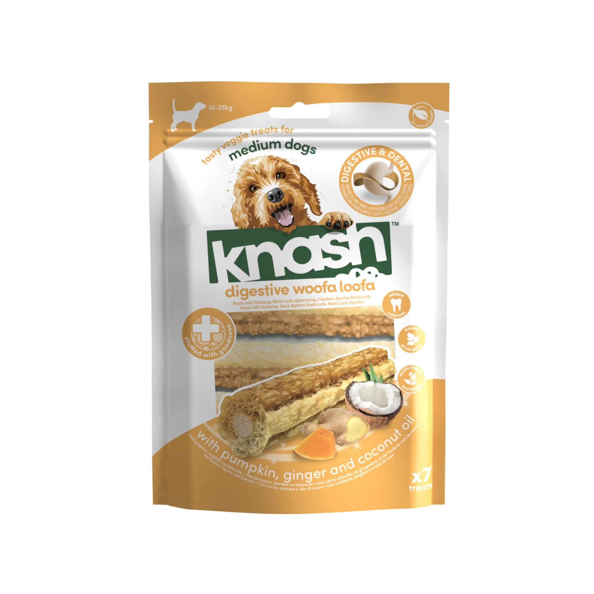 Knash Snack Digestive De Calabaza, Jengibre Y Coco Perro M 2 Boslas X 7 Uds - Image 3