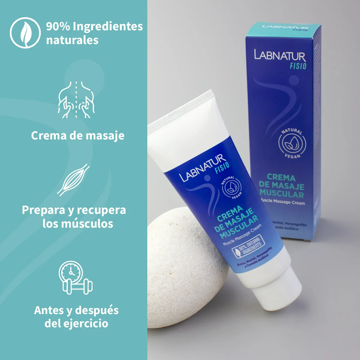 Labnatur Fisio Crema de Masaje Muscular 125 ml | Preparación y Recuperación de Músculos y Ligamentos | NATURAL - Image 3