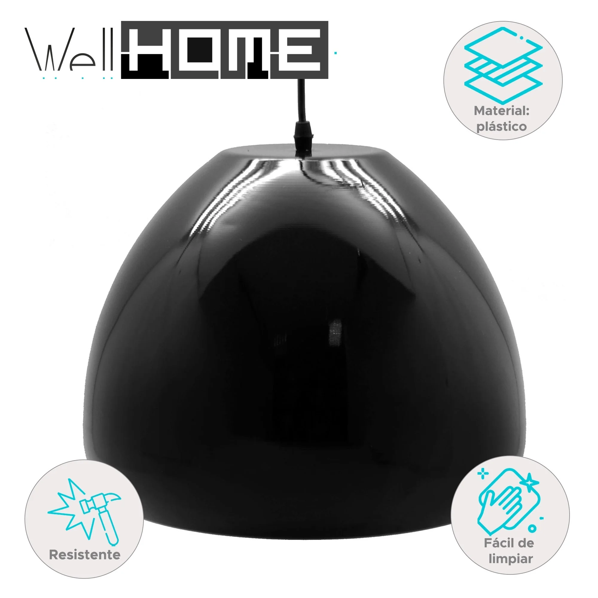 Lámpara Colgante De Techo Diseño Globo Negro Acrílico Ø34x26cm - Image 2