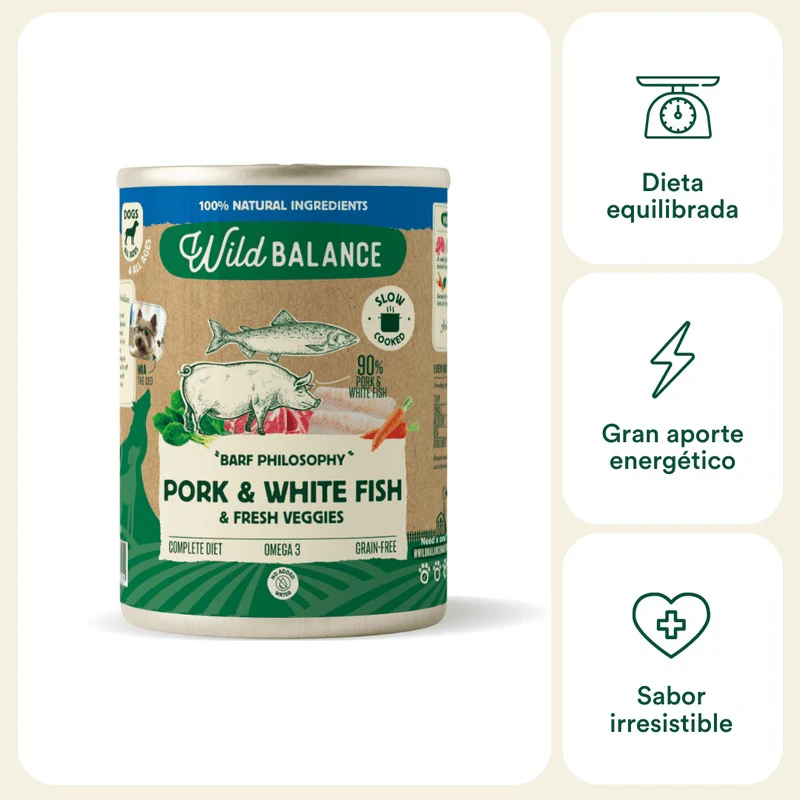 Lata Filosofía BARF de MERLUZA Wild Balance 400 g - Image 2