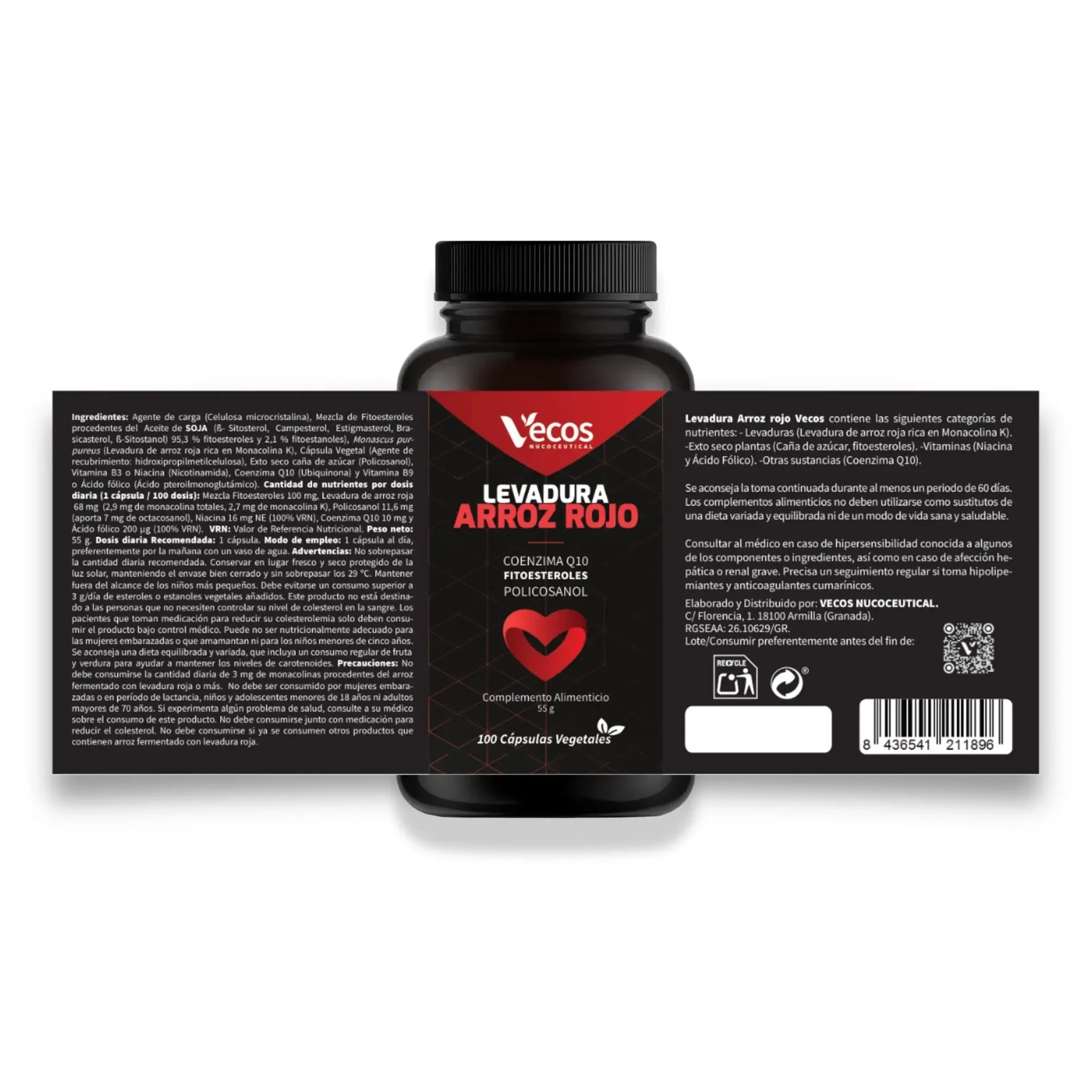 Levadura arroz rojo Vecos 100 capsulas - Image 3