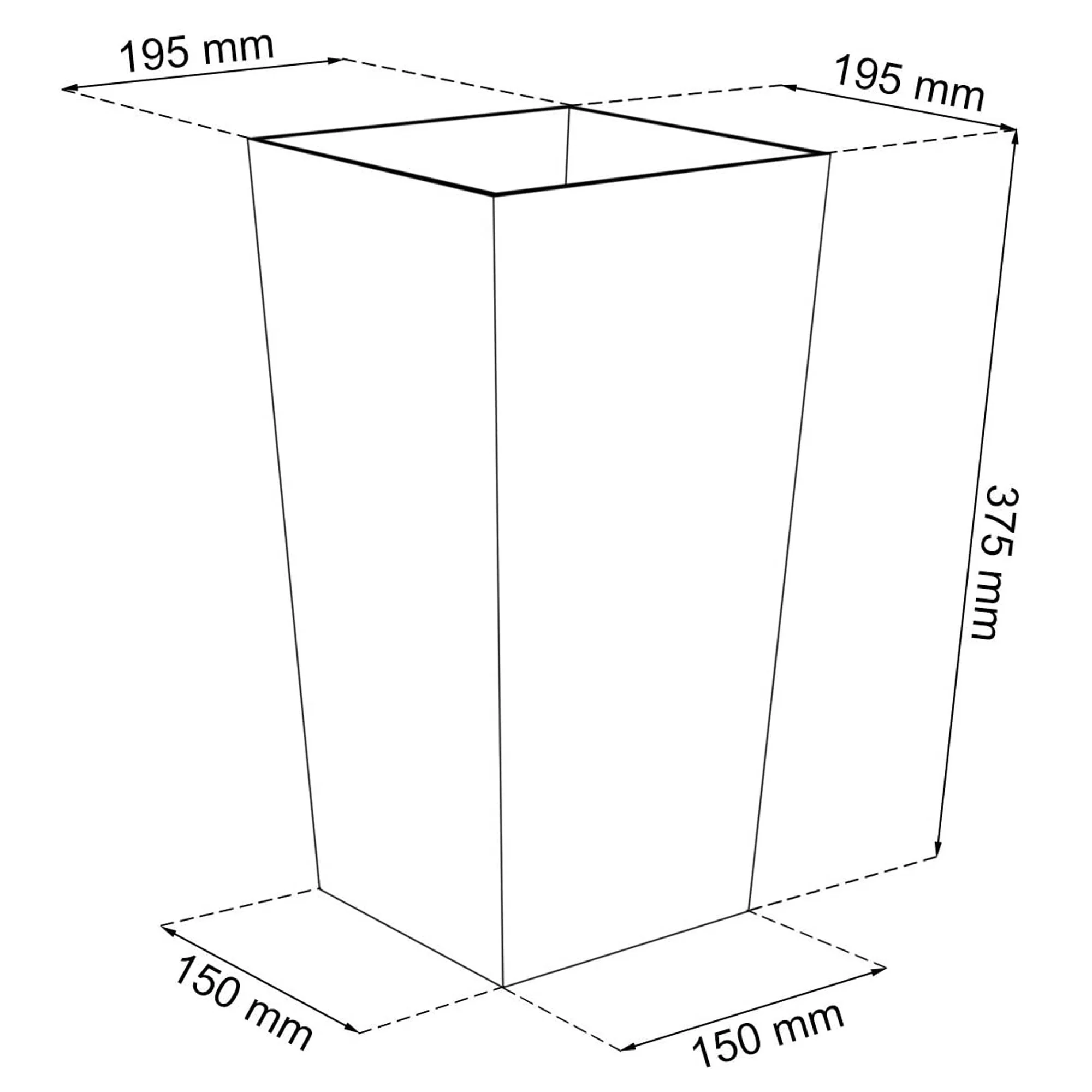 Maceta Alta 11,4 L Prosperplast Urbi Square Effect De Plástico Con Depósito En Color Antracita, 37,5 (alto) X 19,5 (ancho) X 19,5 (profundo) Cms - Image 3