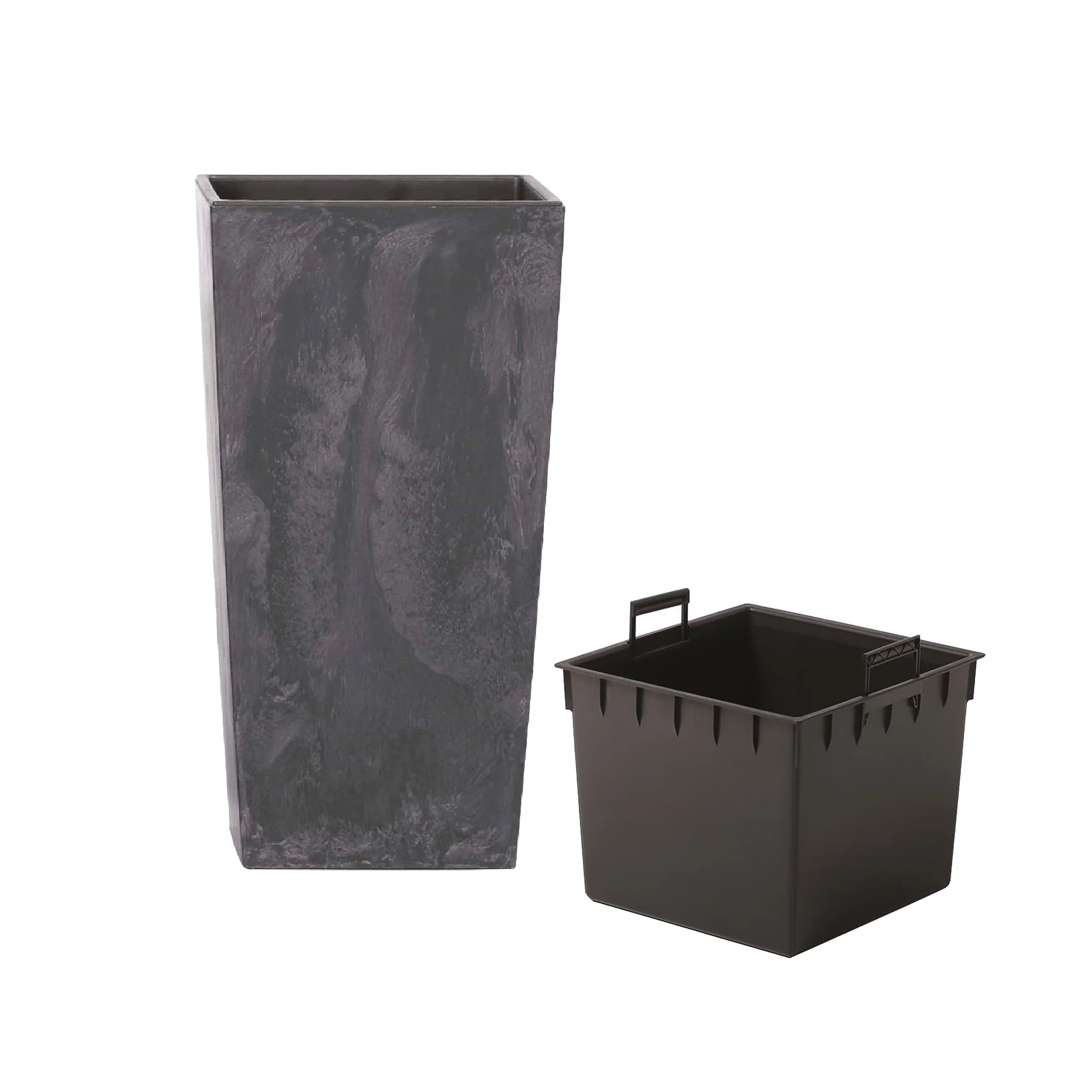 Maceta Alta 19 L Prosperplast Urbi Square Effect De Plástico Con Depósito En Color Antracita, 44,9 (alto) X 24 (ancho) X 24 (profundo) Cms - Image 2