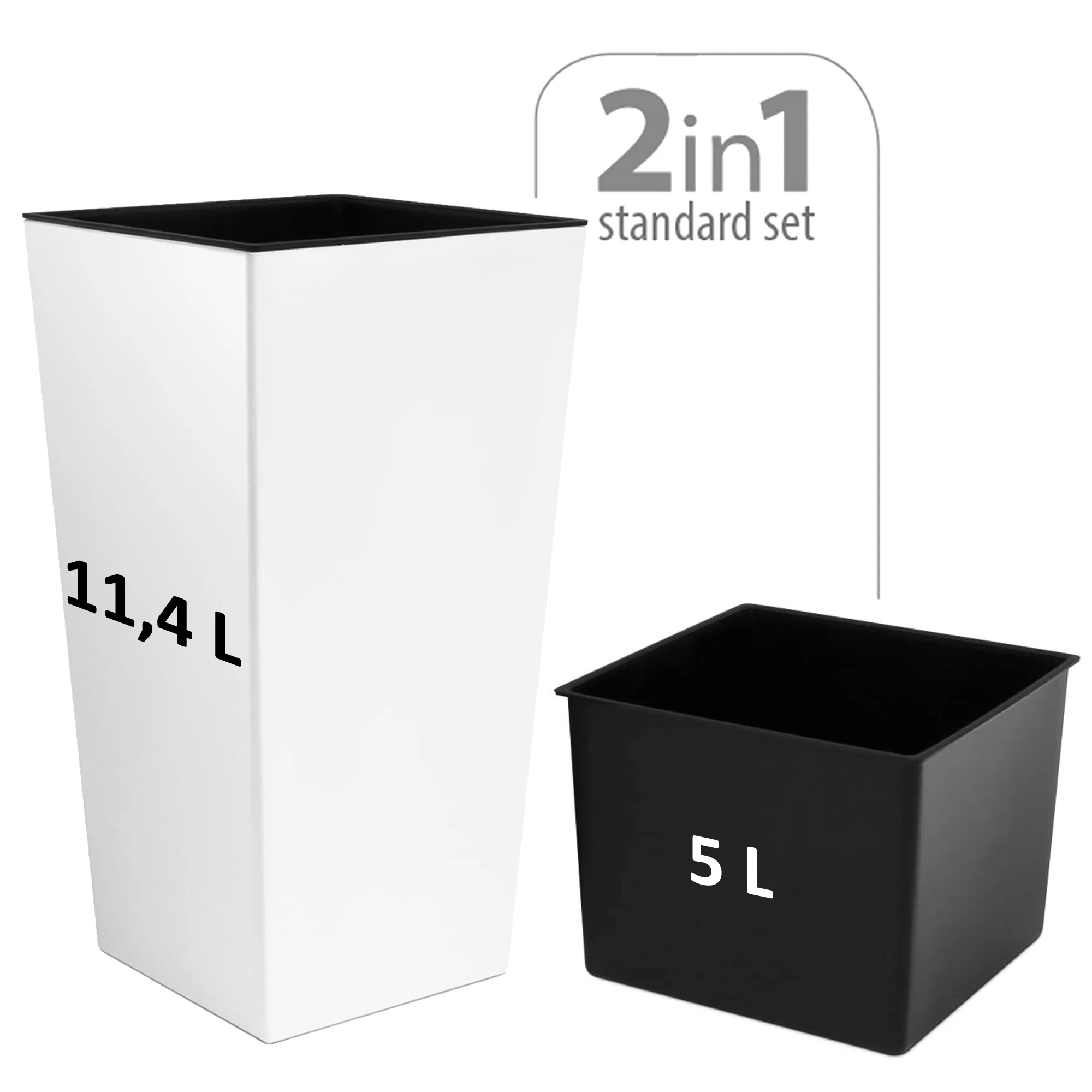 Maceta Alta Urbi 11,4 Litros, De Plastico, 19,5 X 19,5 X 37,5 Cm En Color Blanco - Image 2