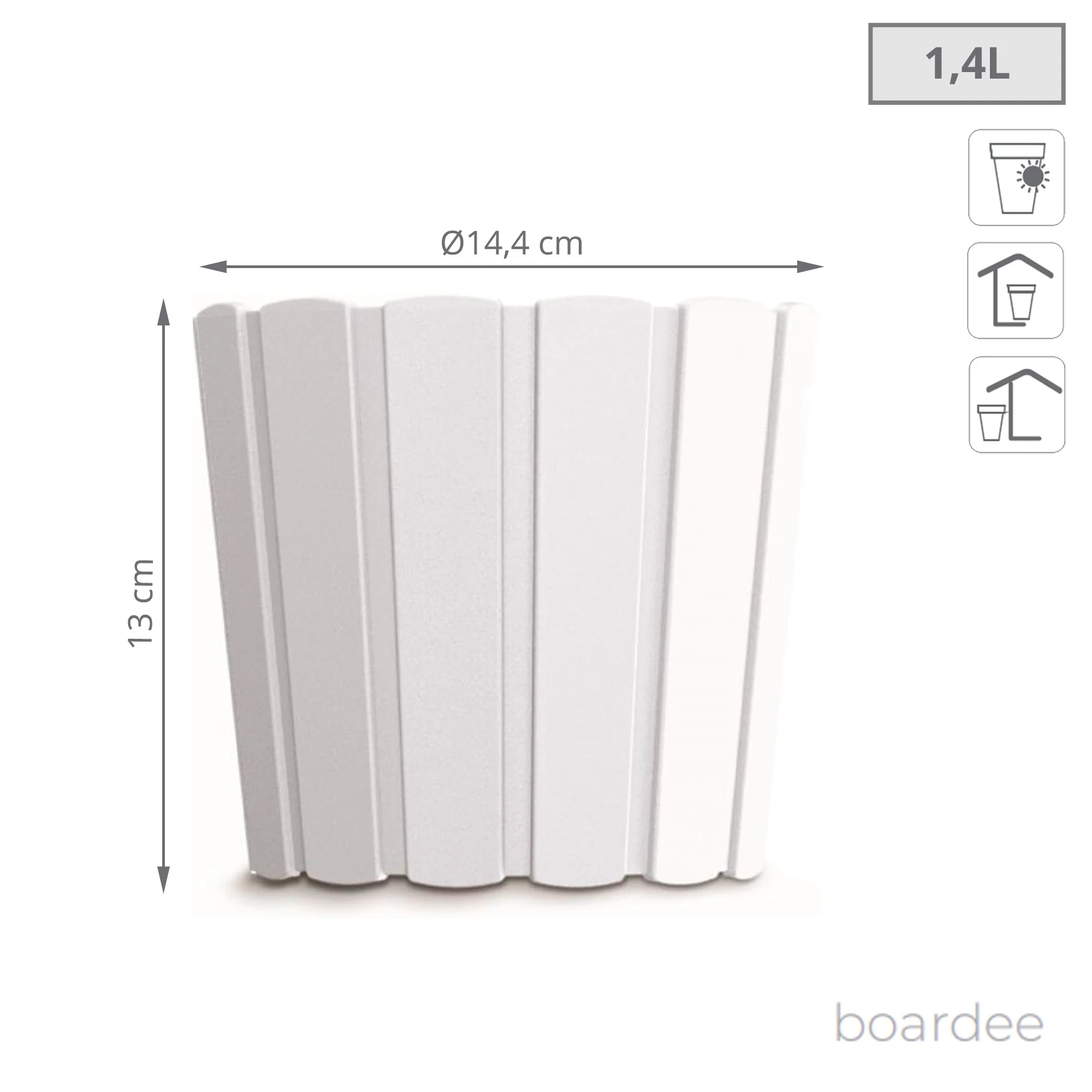 Maceta Boardee Basic 1,4l., Dimensiones (mm) 144x144x130, Color Blanco - Image 3