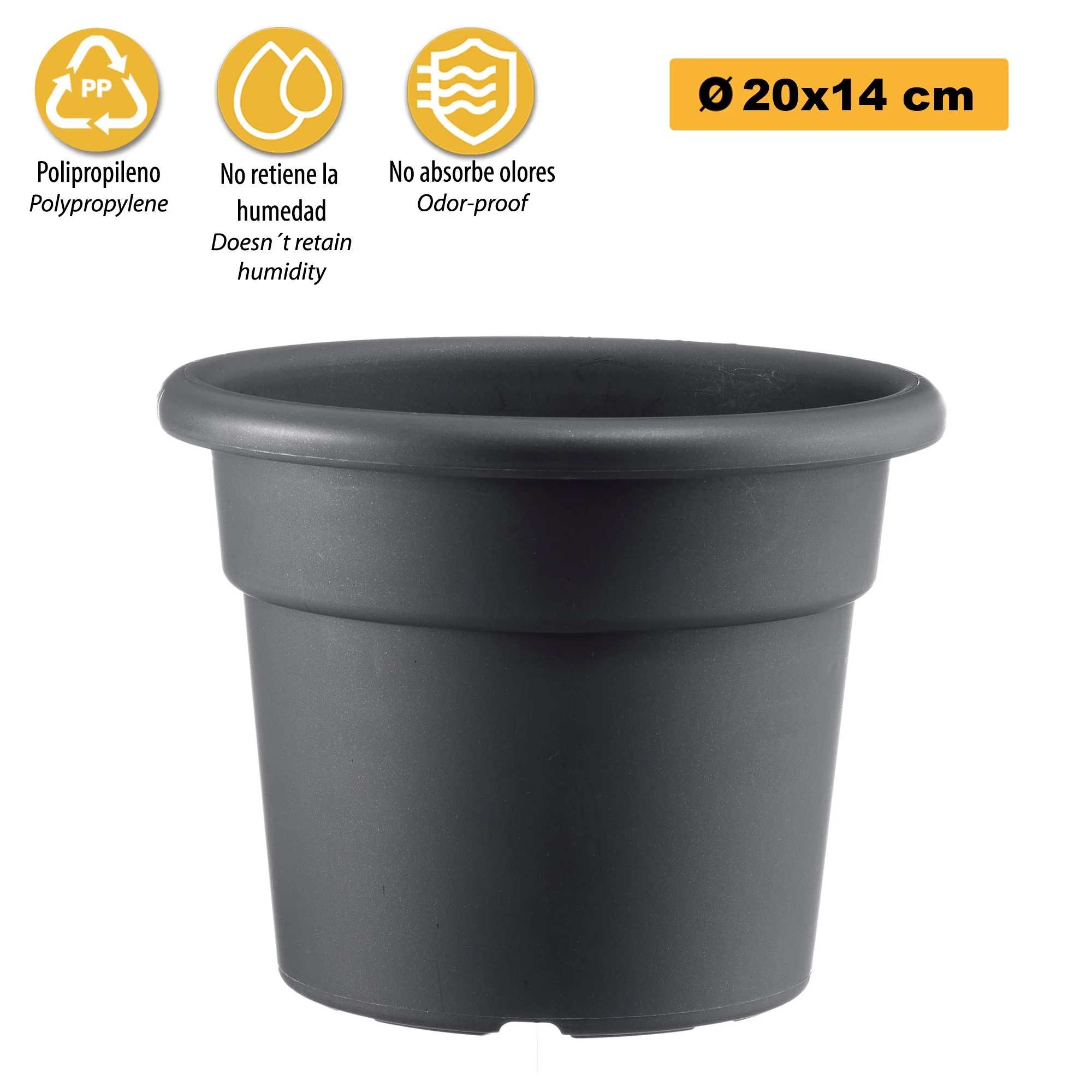 Maceta Cilíndrica Ø 20 Cm Antracita - Image 3
