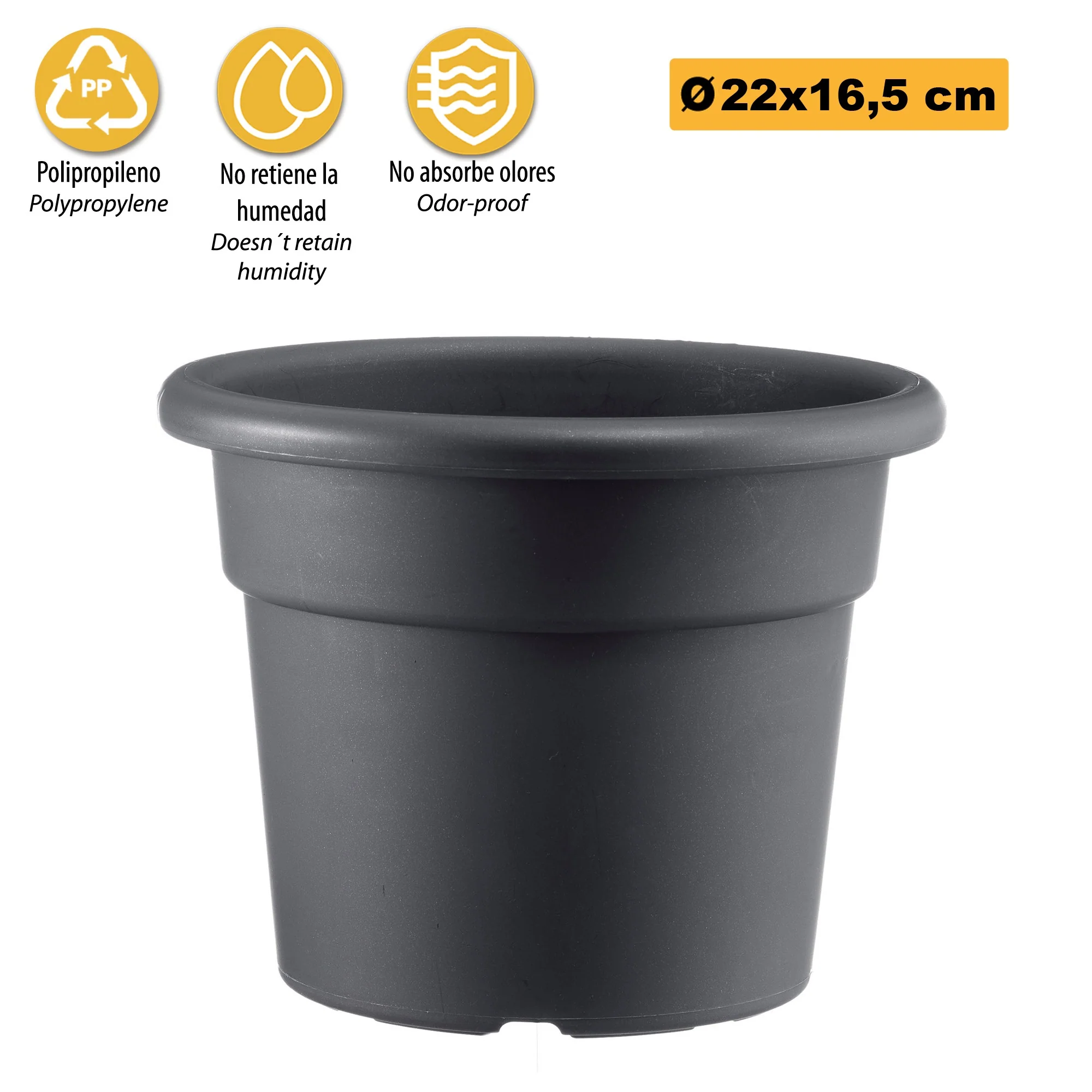 Maceta Cilíndrica Ø 22 Cm Antracita - Image 3
