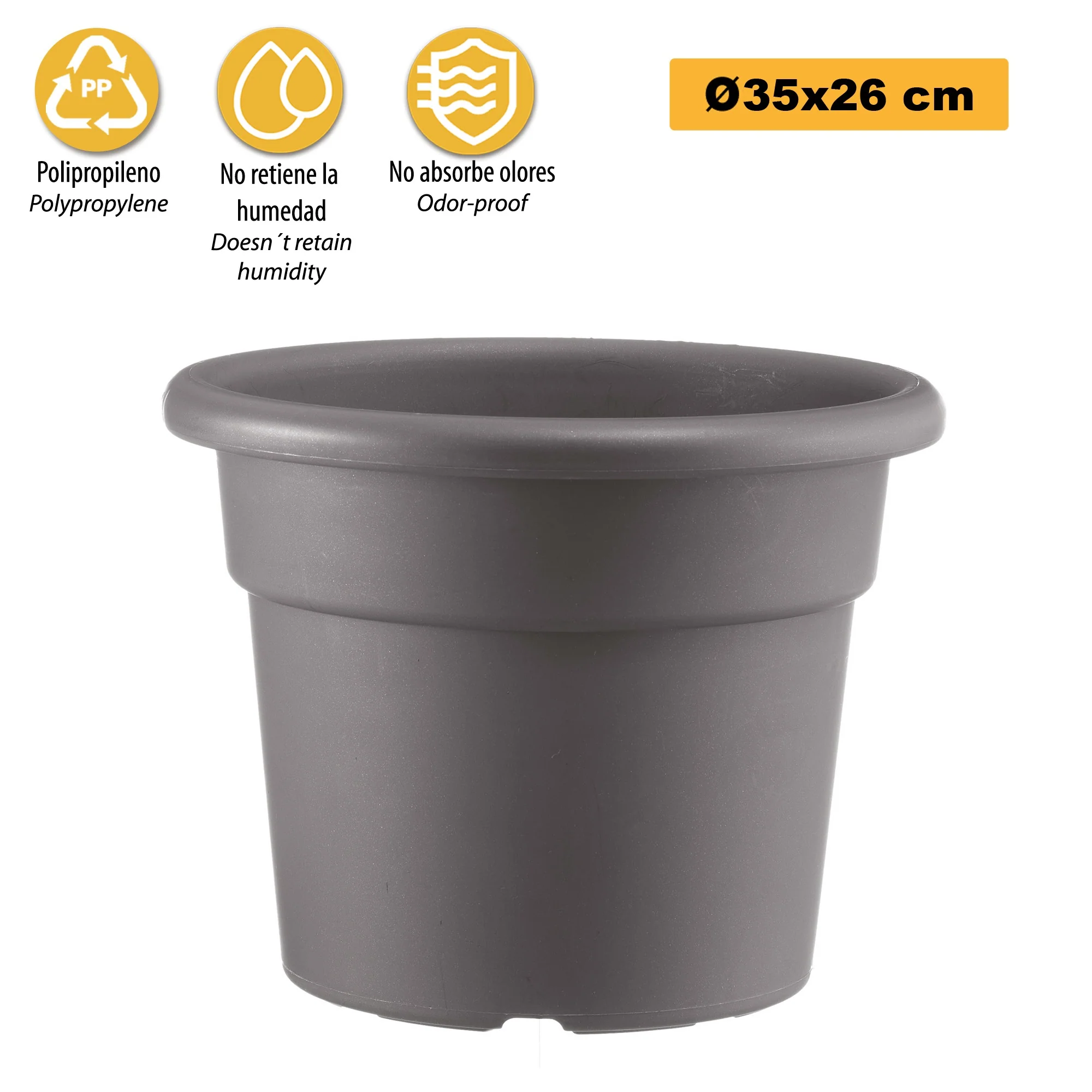 Maceta Cilíndrica Ø Cm 35 Gris - Image 3
