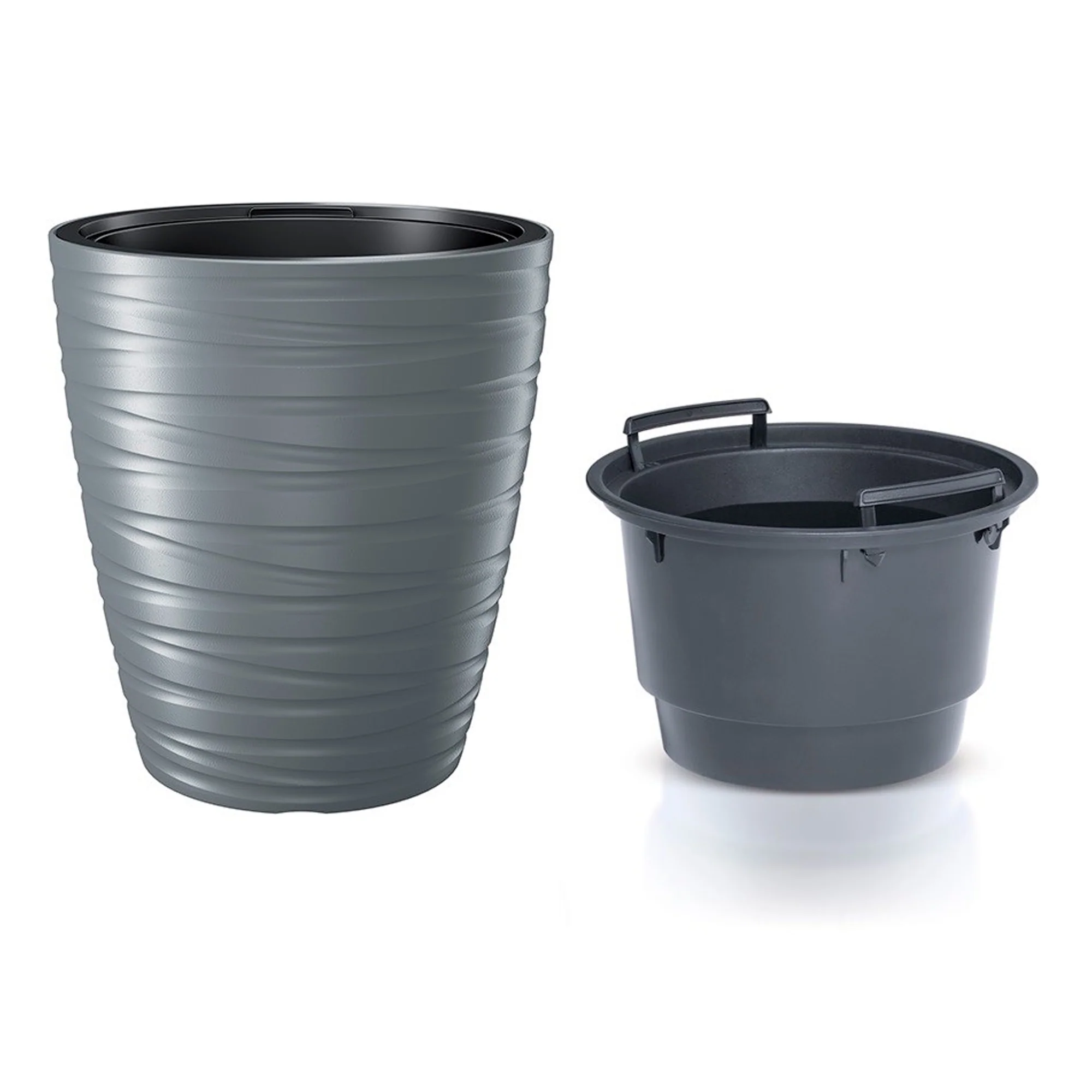 Maceta Con Deposito 16l Maze De Plastico En Color Gris Piedra 29,6 (largo) X 29,6 (ancho) X 32,9 (alto) Cm - Image 2