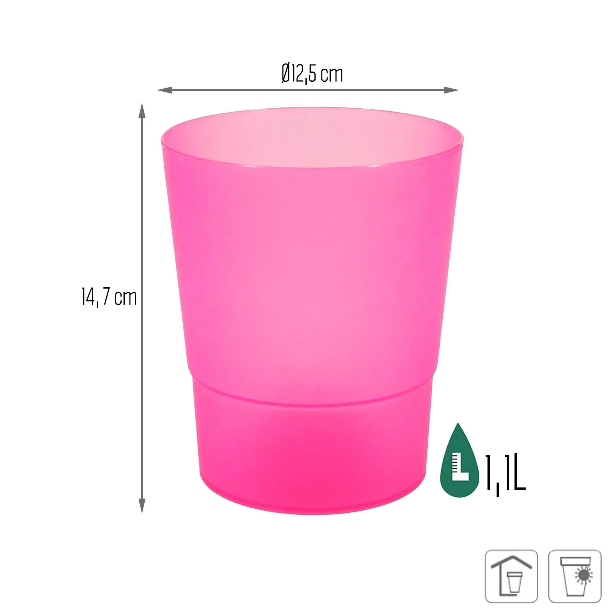 Maceta Coubi Orchid 1,1l., Dimensiones (mm) 125x125x147, Color Rosa Mate - Image 3