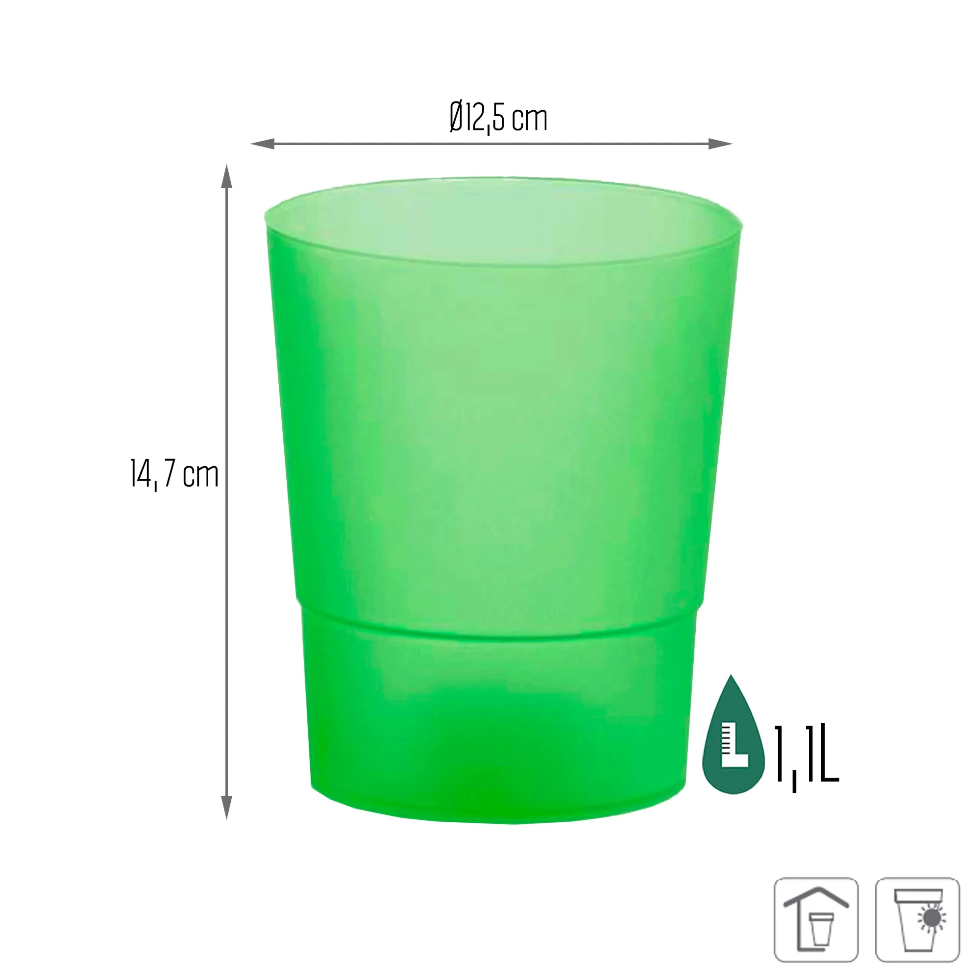 Maceta Coubi Orchid 1,1l., Dimensiones (mm) 125x125x147, Color Verde Opaco - Image 3