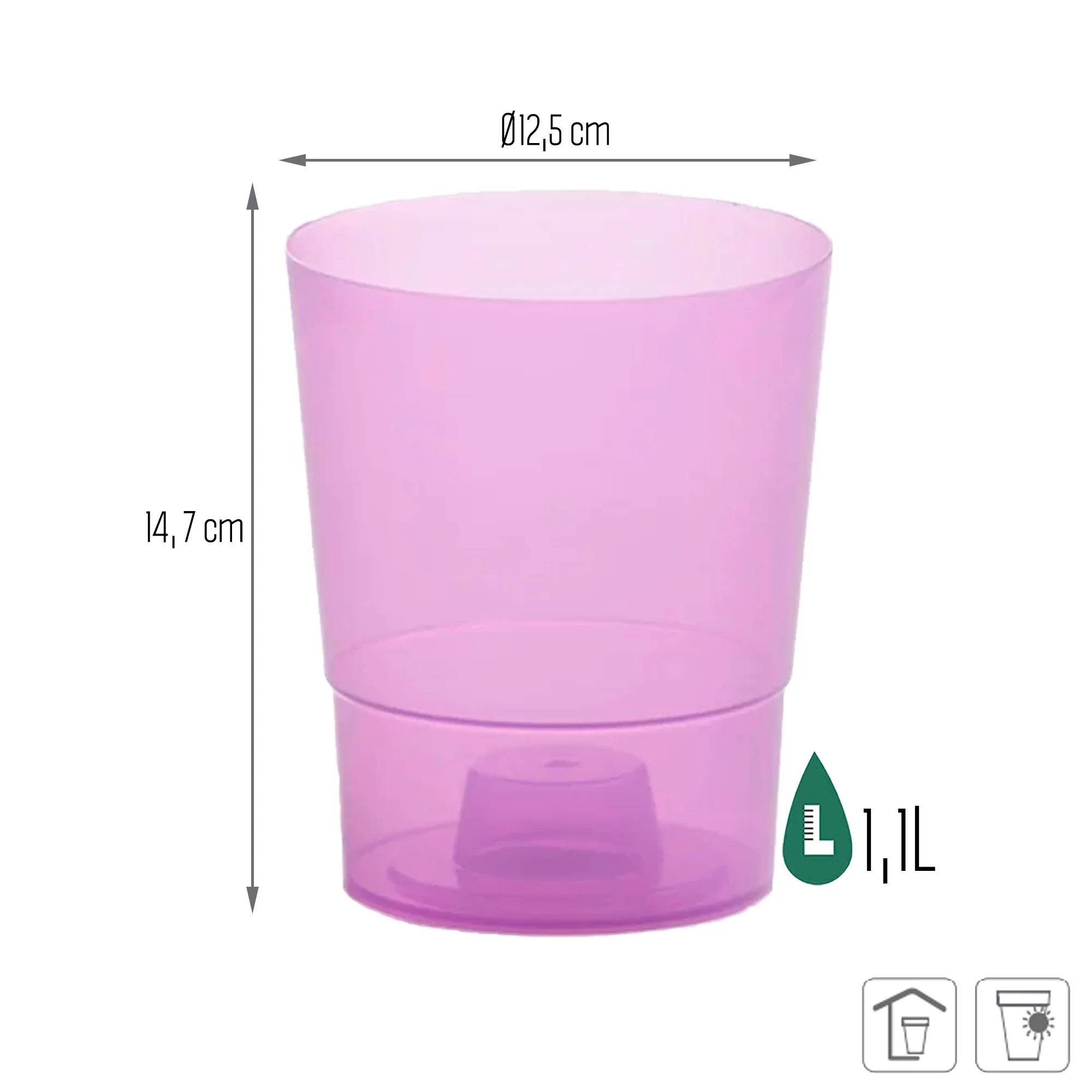 Maceta Coubi Orchid 1,1l., Dimensiones (mm) 125x125x147, Color Violeta Transparente - Image 3
