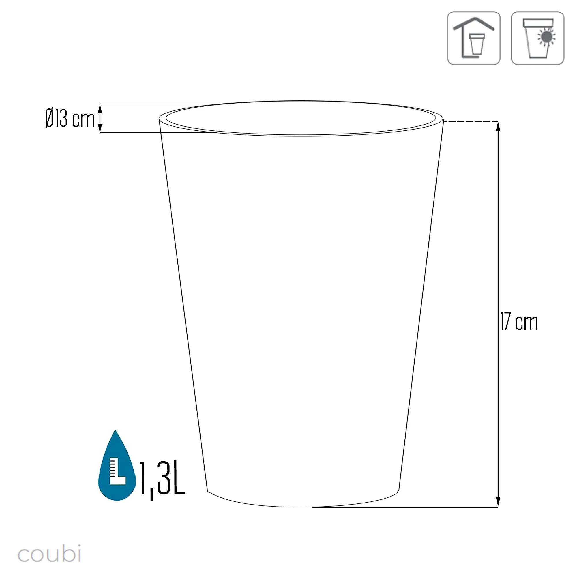 Maceta Coubi Orchid 1,3l., Dimensiones (mm) 130x130x170, Color Blanco - Image 3