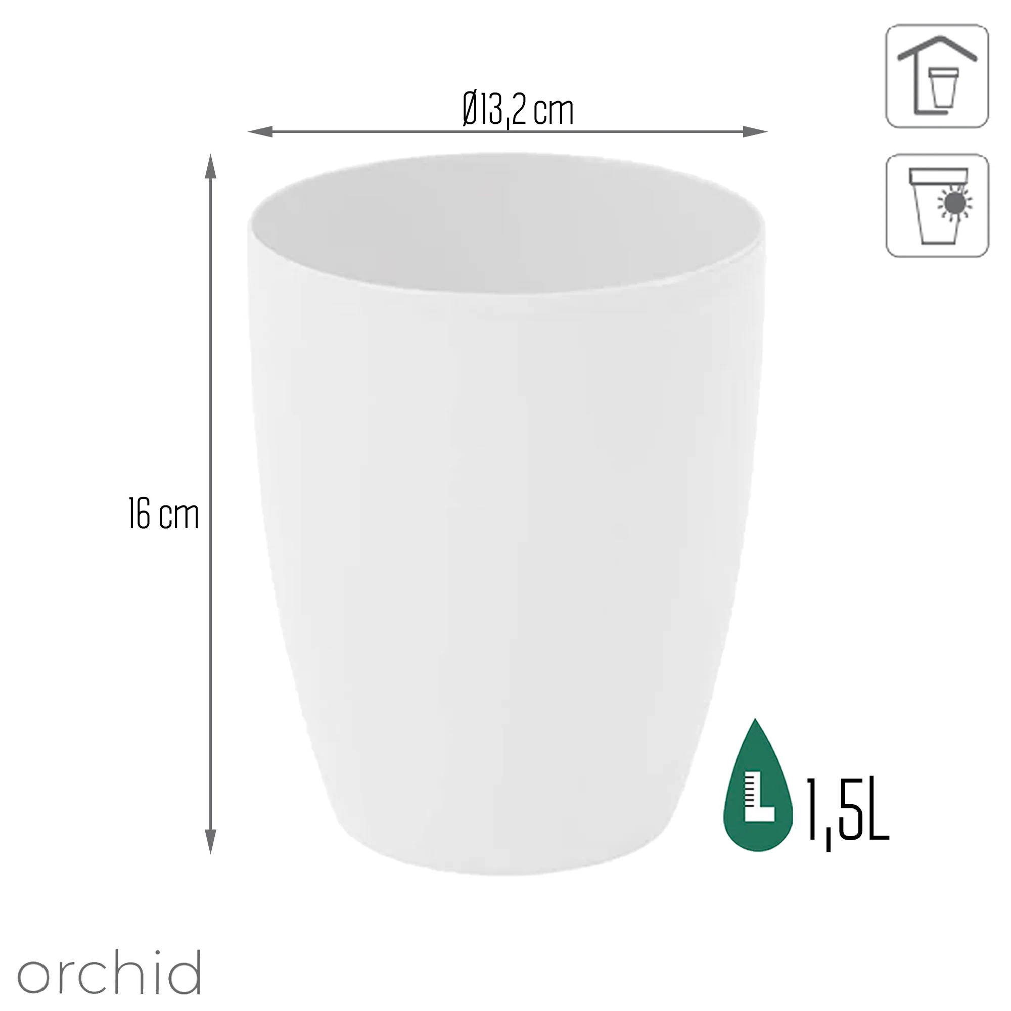 Maceta Coubi Orchid 1,5l., Dimensiones (mm) 132x132x160, Color Blanco - Image 3