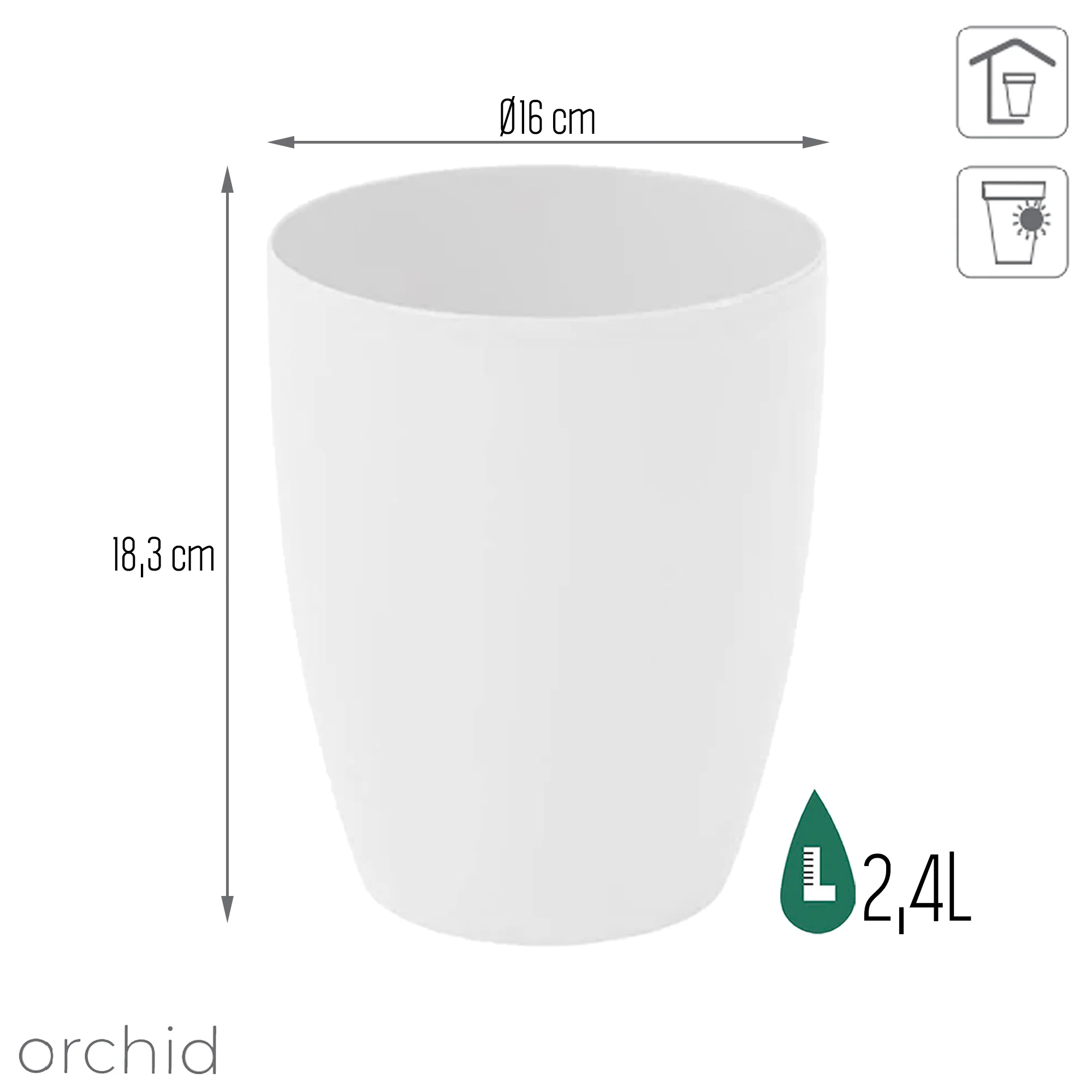 Maceta Coubi Orchid 2,4l., Dimensiones (mm) 160x160x183, Color Blanco - Image 3