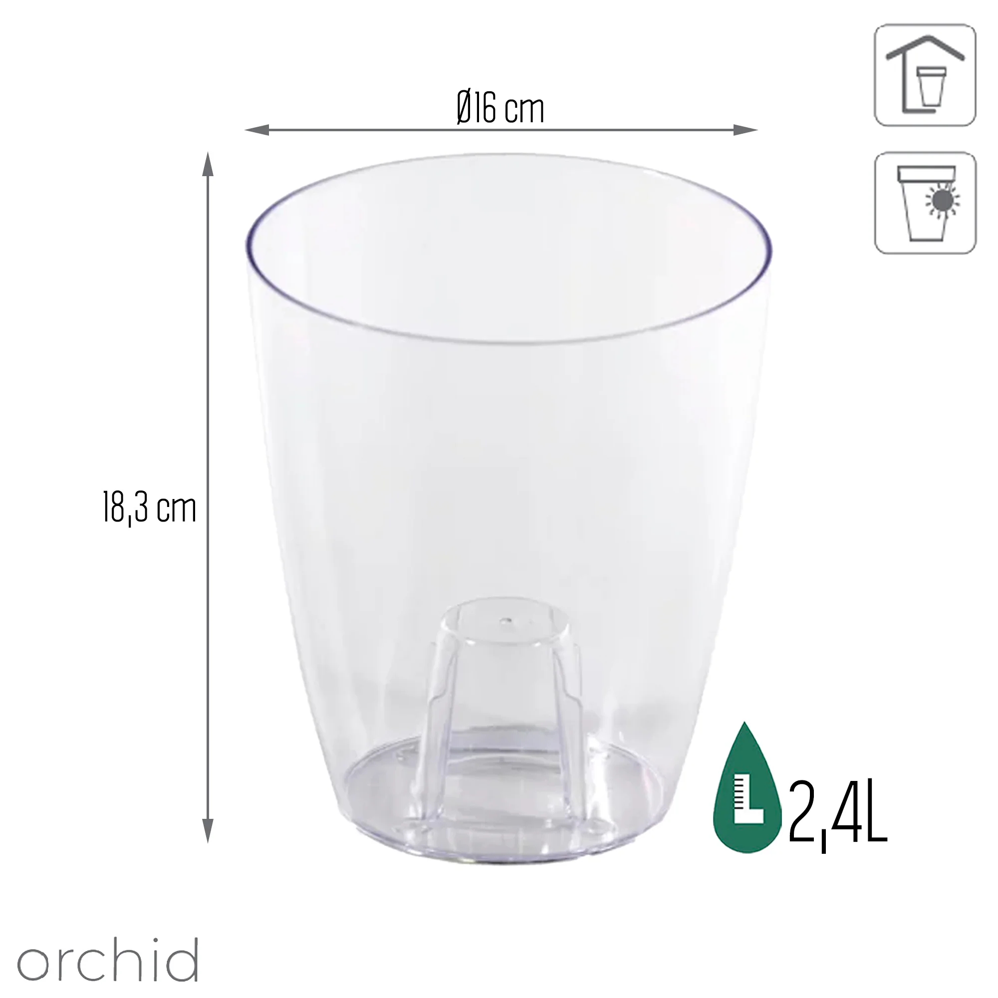 Maceta Coubi Orchid 2,4l., Dimensiones (mm) 160x160x183, Color Transparente - Image 3